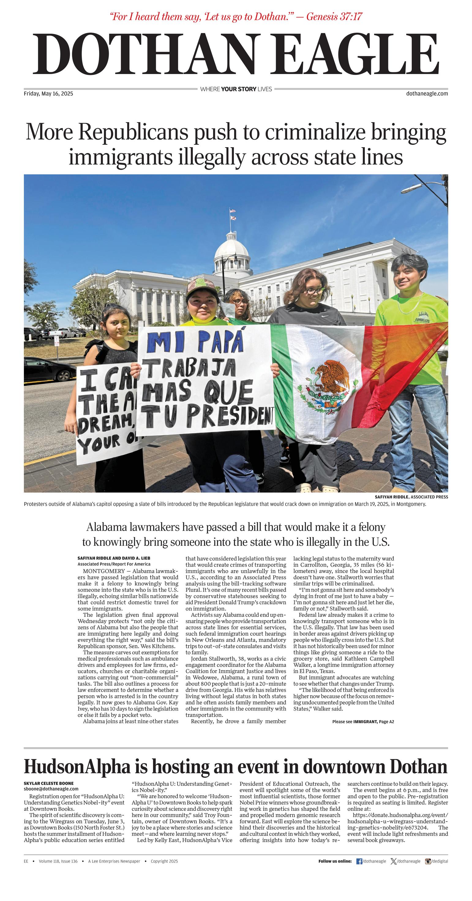 Prima-pagina-Dothan-Eagle-oggi-edizione-di-oggi-20250516