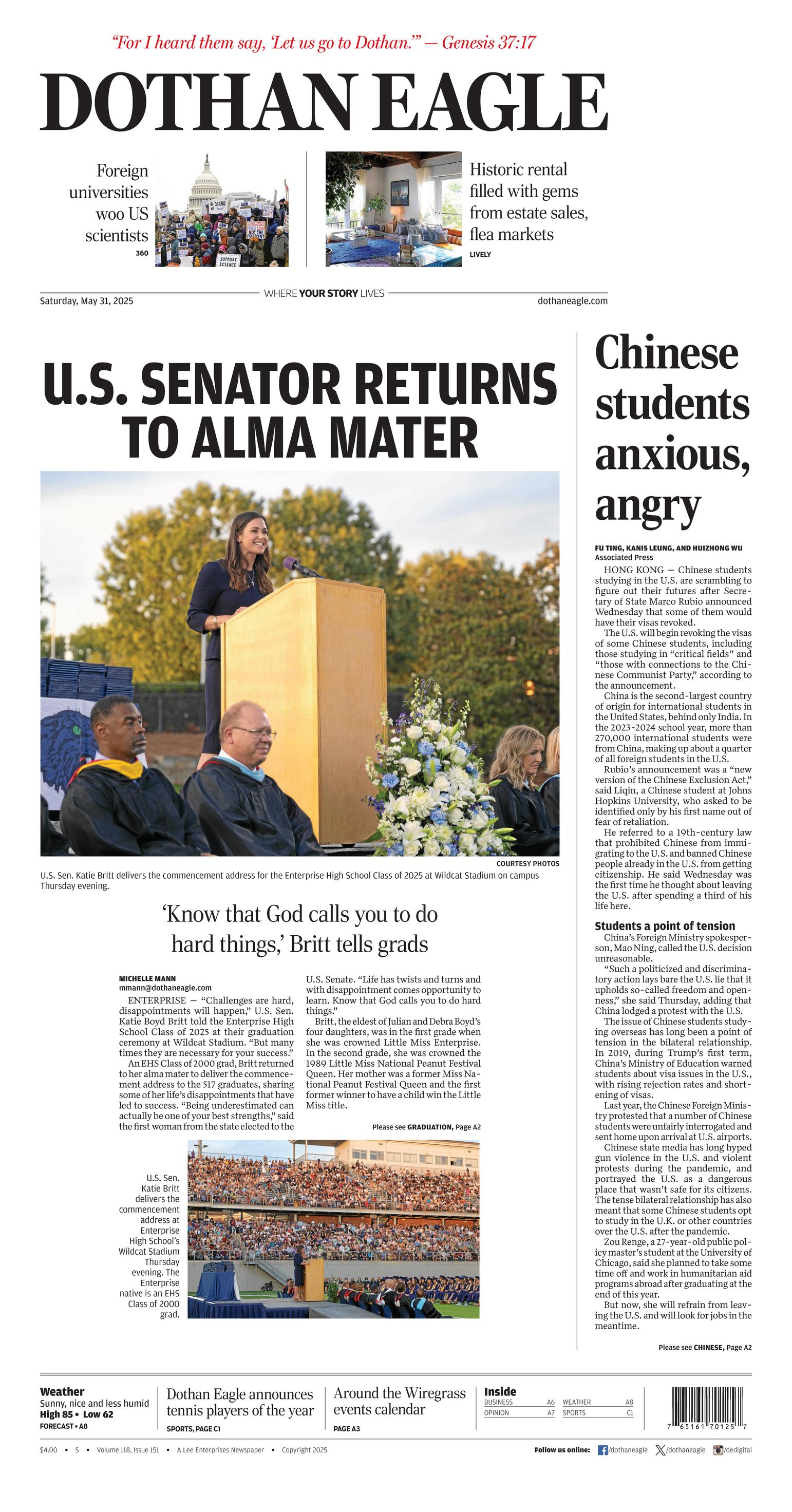 Prima-pagina-Dothan-Eagle-oggi-edizione-di-oggi-20250531