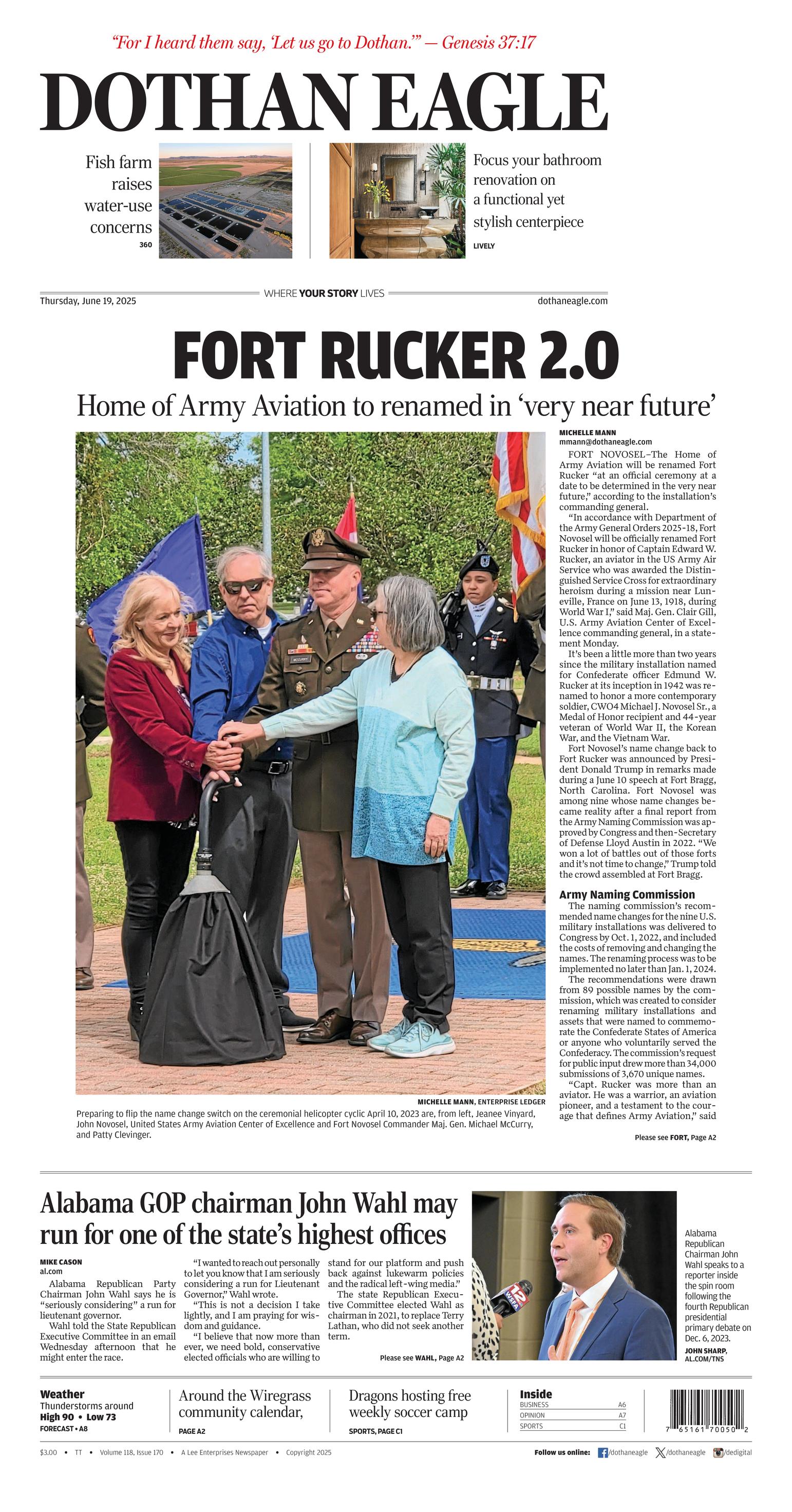 Prima-pagina-Dothan-Eagle-oggi-edizione-di-oggi-20250619