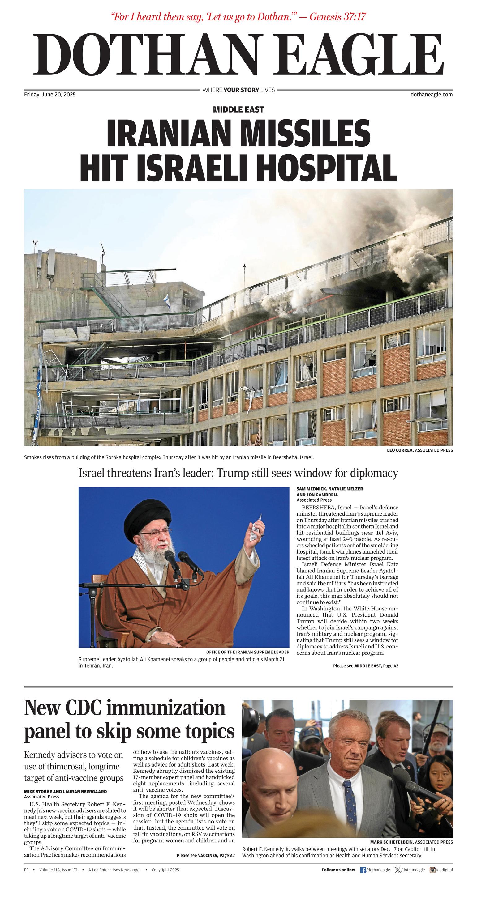 Prima-pagina-Dothan-Eagle-oggi-edizione-di-oggi-20250620