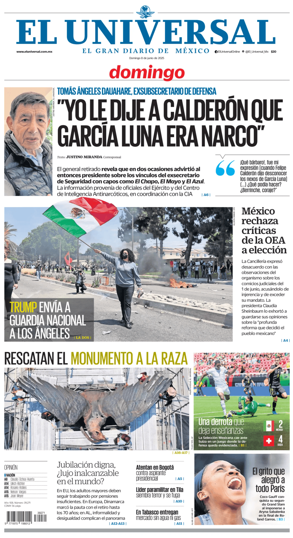 Prima-pagina-El-Universal-edizione-di-oggi-