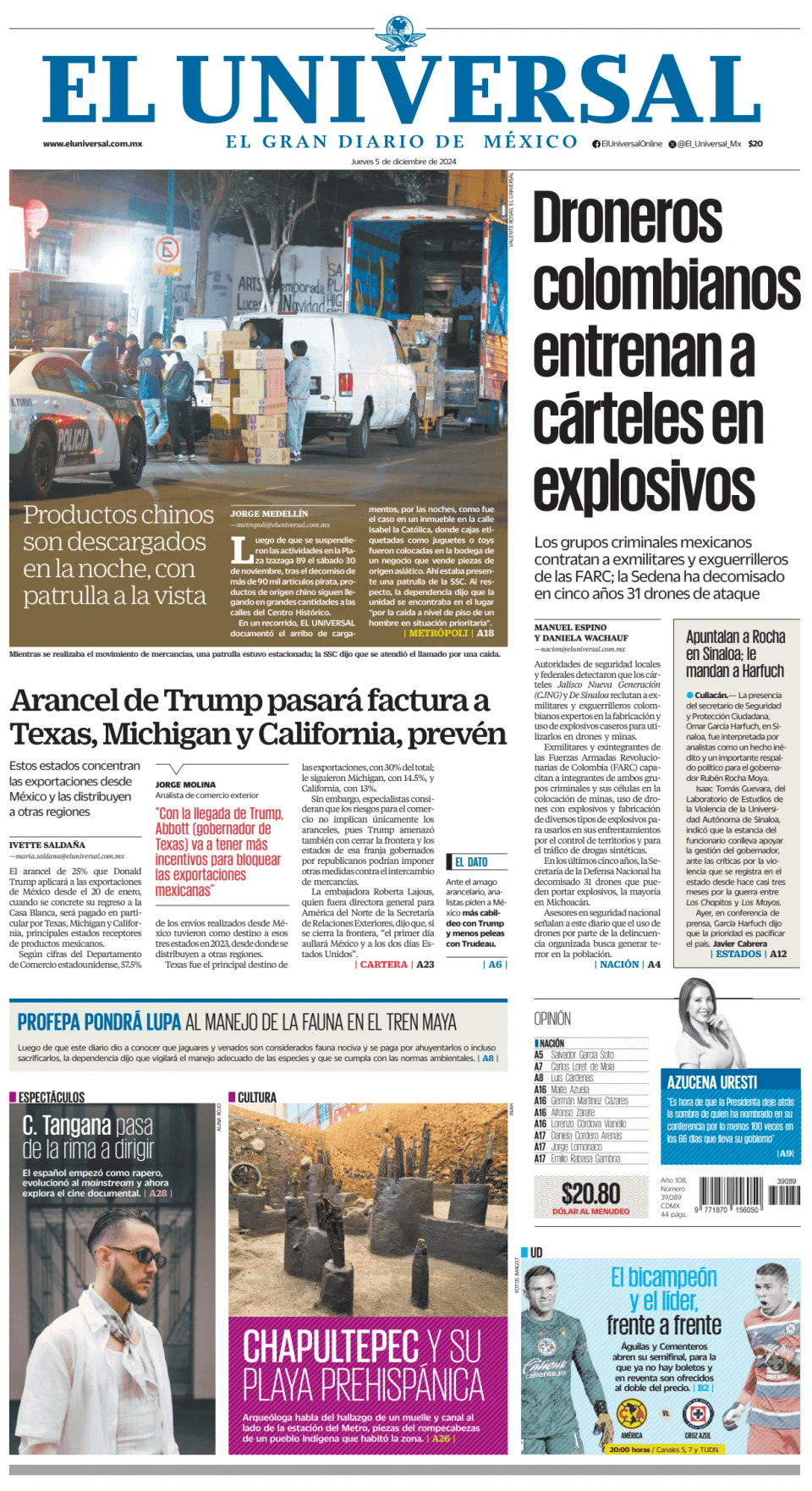 Prima-pagina-El-Universal-edizione-di-oggi-20241205