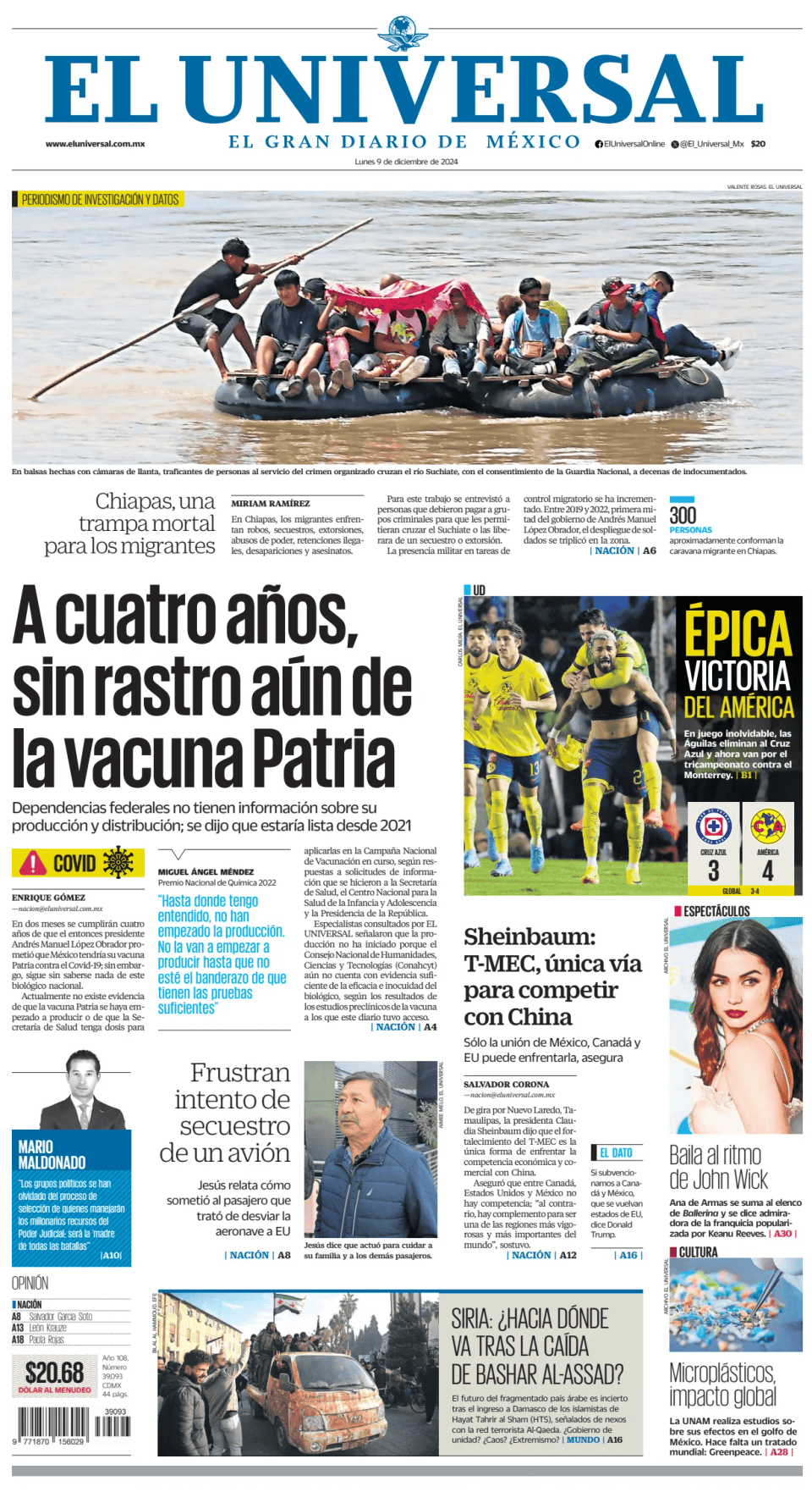 Prima-pagina-El-Universal-edizione-di-oggi-20241209