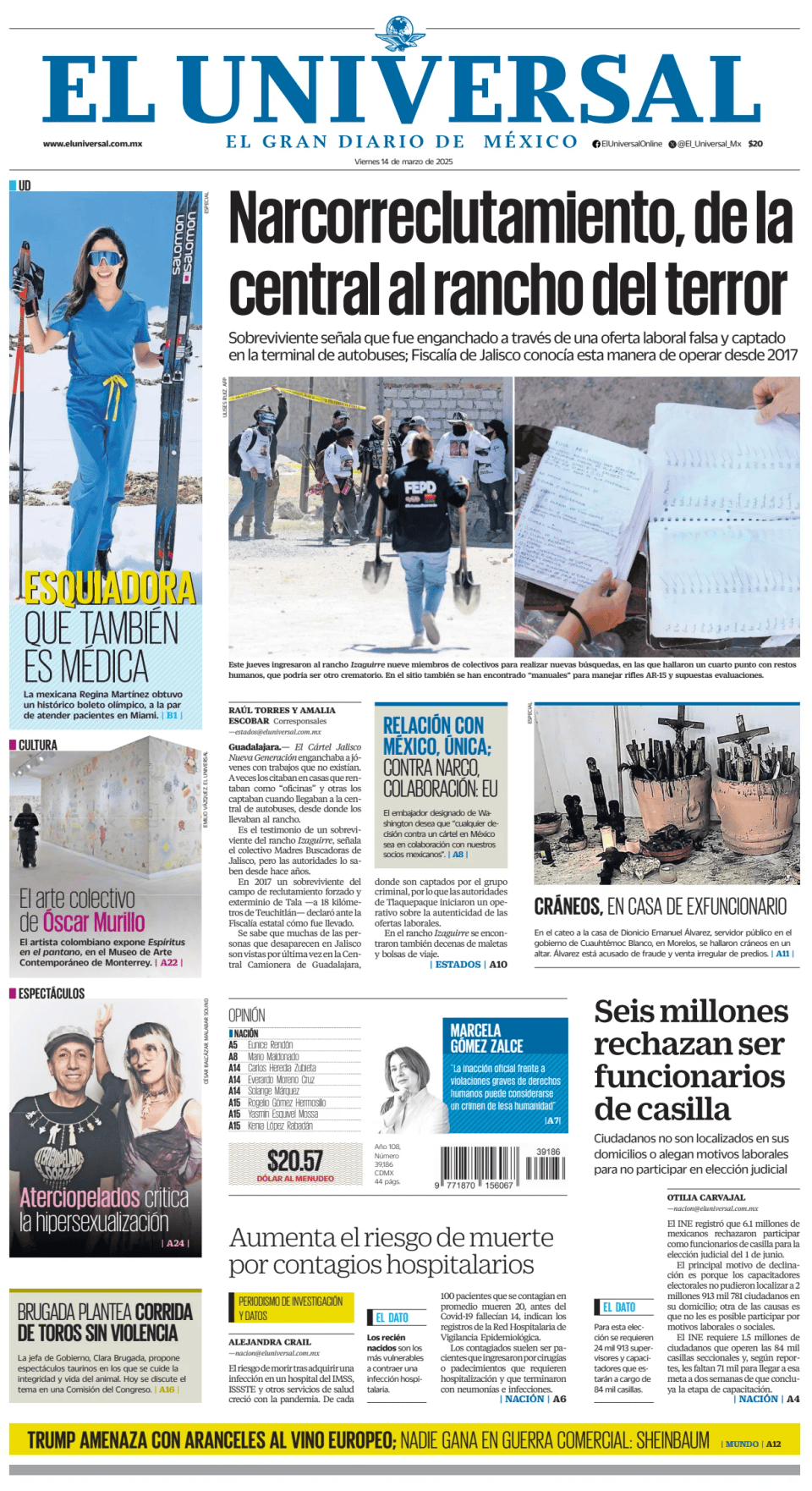 Prima-pagina-El-Universal-edizione-di-oggi-20250314