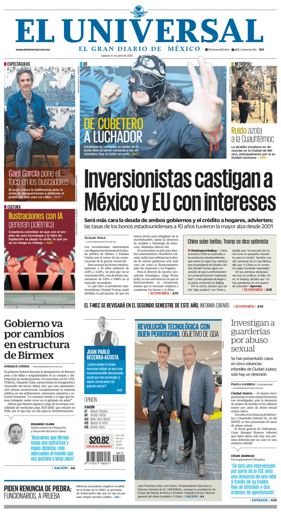 Prima-pagina-El-Universal-edizione-di-oggi-20250412