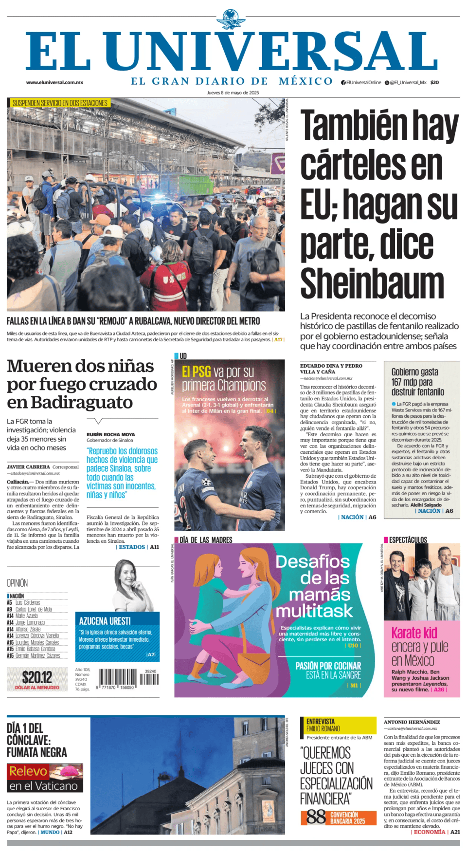 Prima-pagina-El-Universal-edizione-di-oggi-20250508