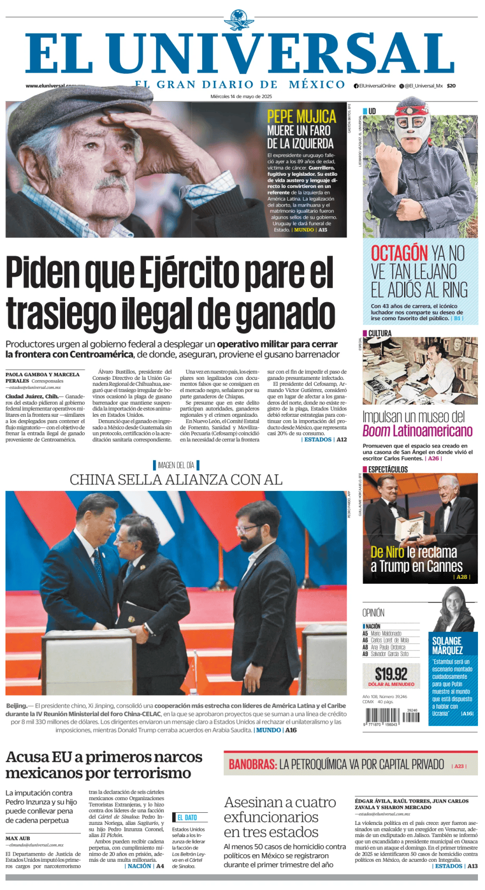 Prima-pagina-El-Universal-edizione-di-oggi-20250514
