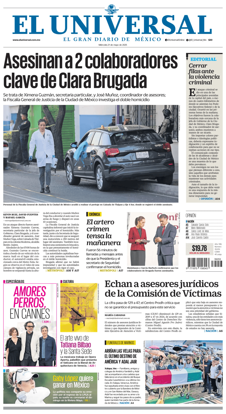 Prima-pagina-El-Universal-edizione-di-oggi-20250521
