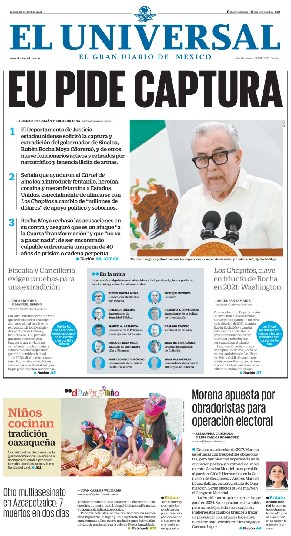 Prima-pagina-El-Universal-edizione-di-oggi-20260430