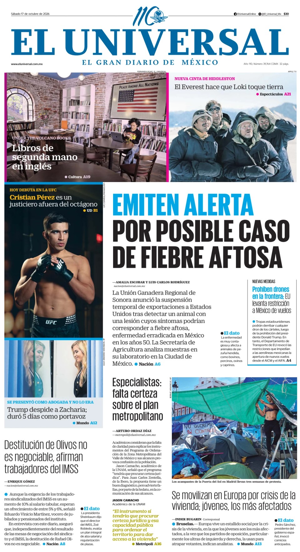 Prima-pagina-El-Universal-edizione-di-oggi-20261017