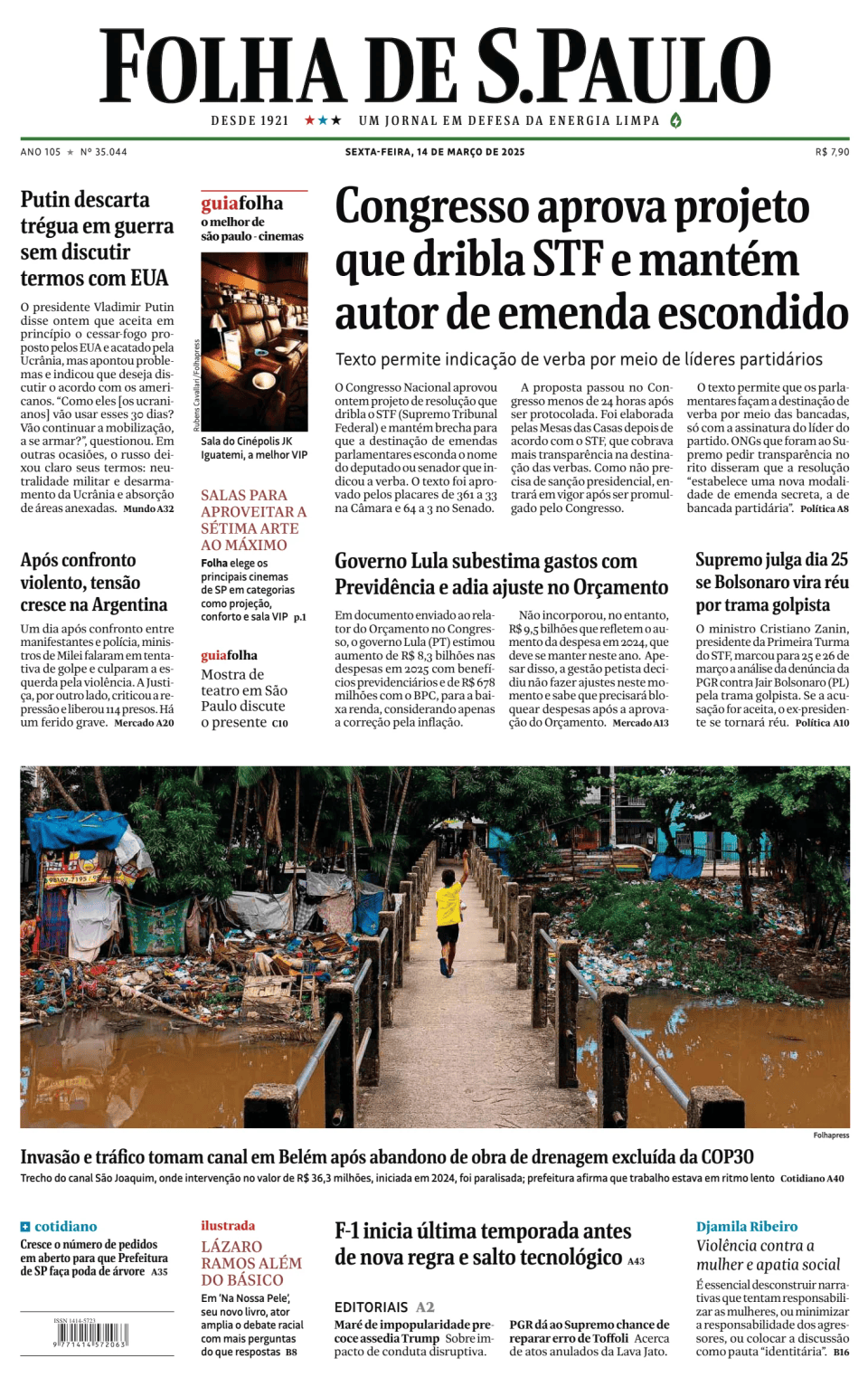 Prima-pagina-Folha-de-S-Paulo-oggi-edizione-di-oggi-20250314