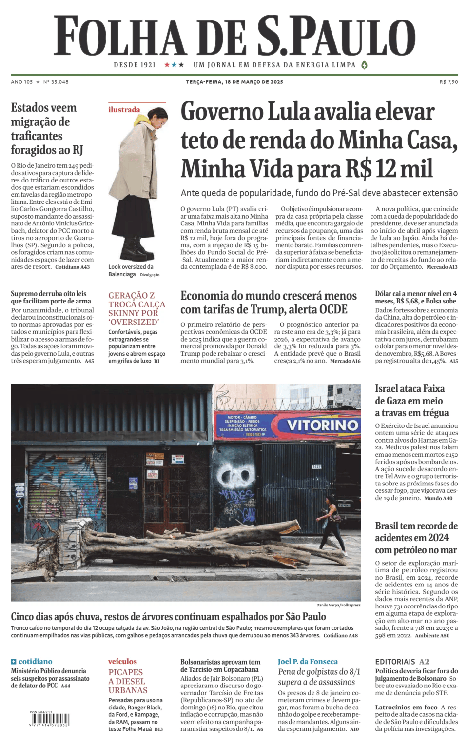Prima-pagina-Folha-de-S-Paulo-oggi-edizione-di-oggi-20250318