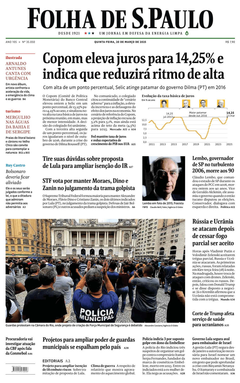 Prima-pagina-Folha-de-S-Paulo-oggi-edizione-di-oggi-20250320