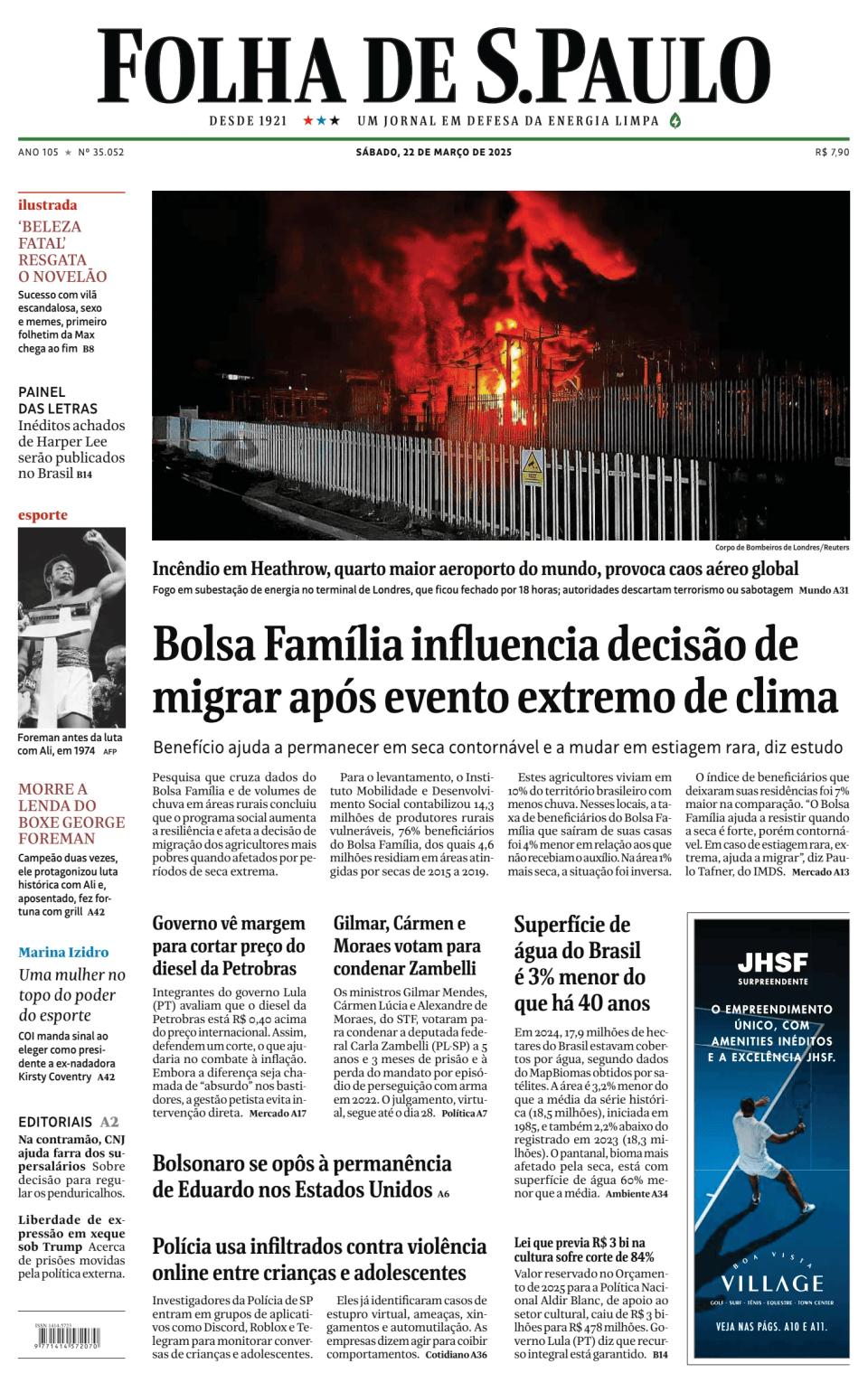Prima-pagina-Folha-de-S-Paulo-oggi-edizione-di-oggi-20250322