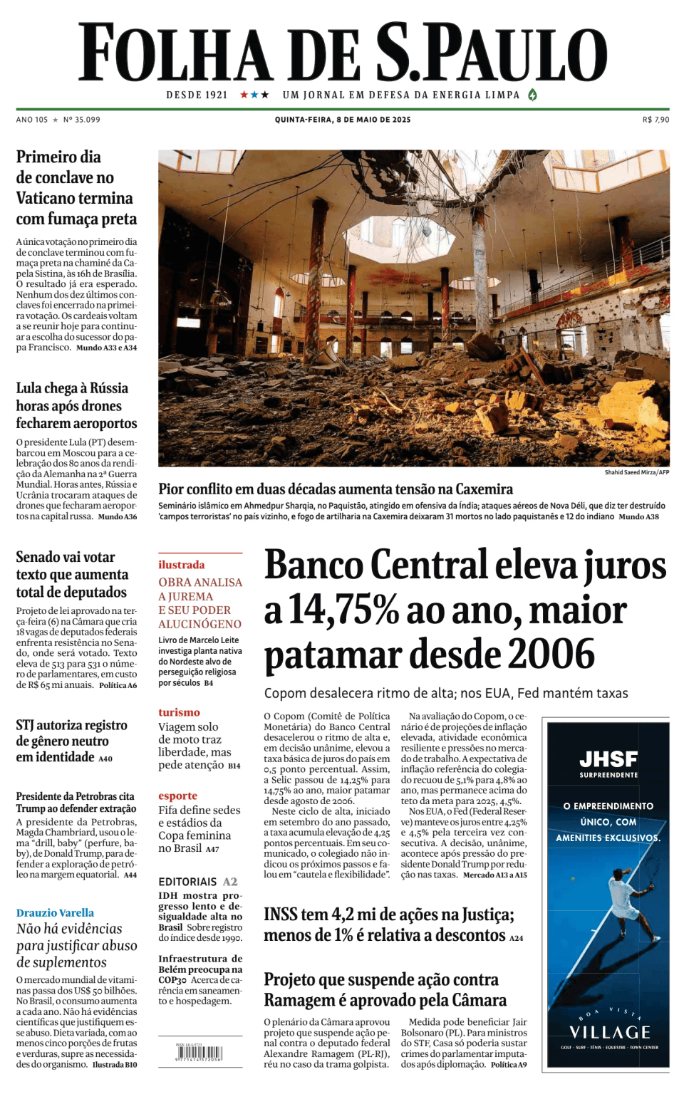Prima-pagina-Folha-de-S-Paulo-oggi-edizione-di-oggi-20250508