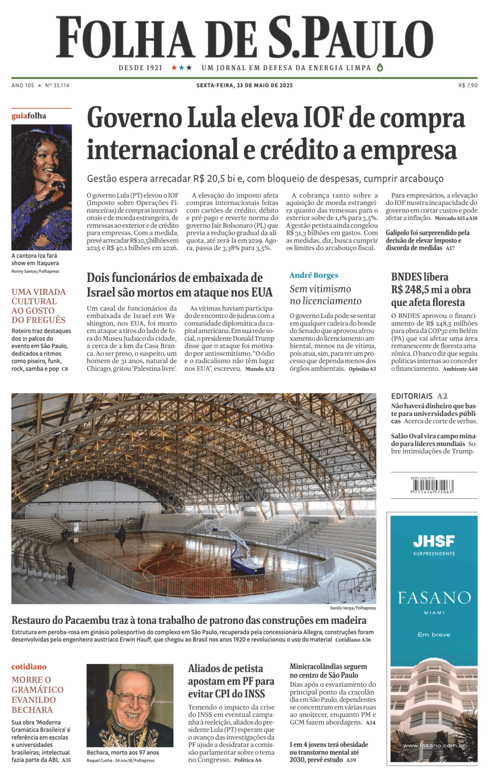Prima-pagina-Folha-de-S-Paulo-oggi-edizione-di-oggi-20250523