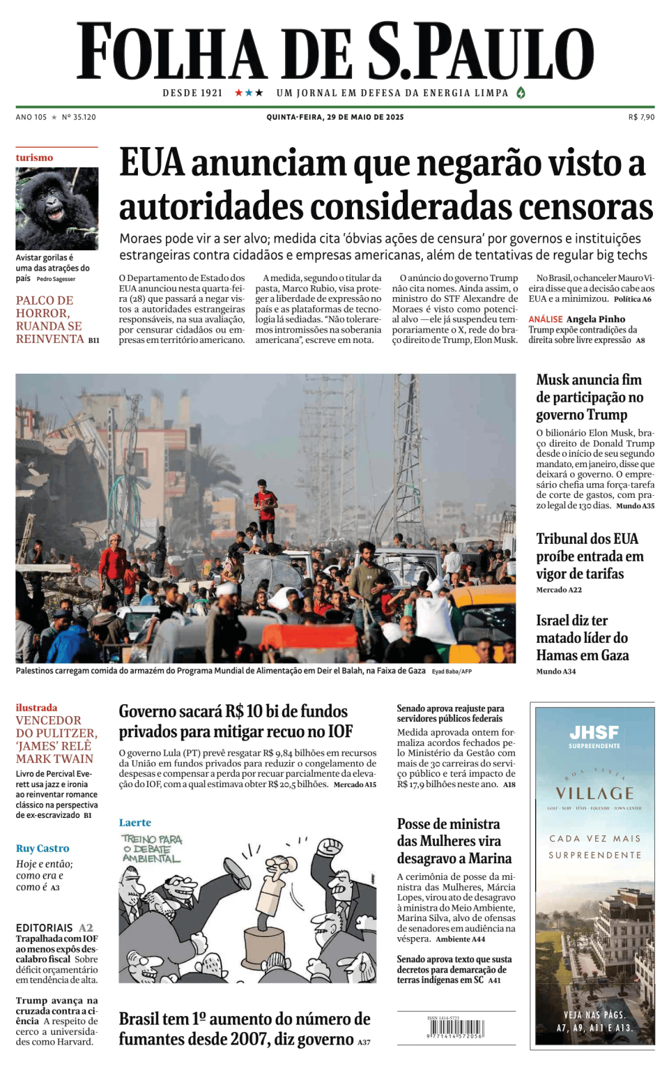 Prima-pagina-Folha-de-S-Paulo-oggi-edizione-di-oggi-20250529