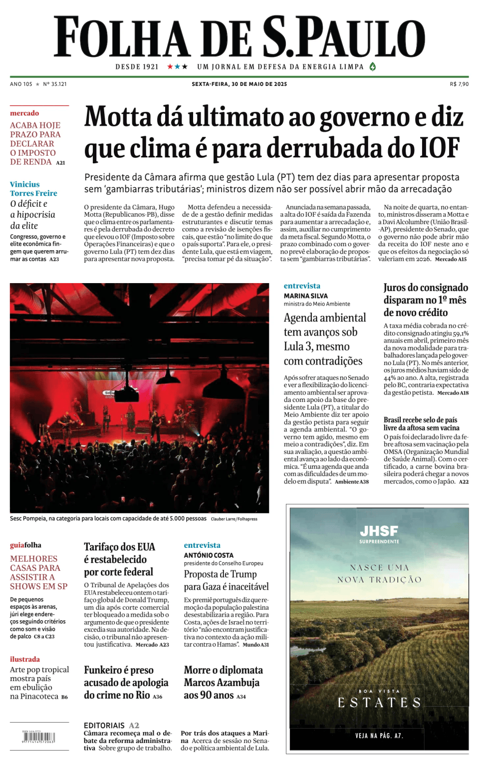Prima-pagina-Folha-de-S-Paulo-oggi-edizione-di-oggi-20250530