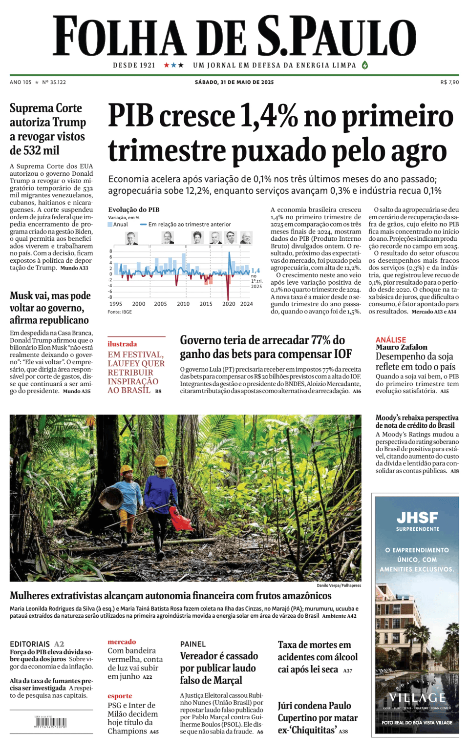 Prima-pagina-Folha-de-S-Paulo-oggi-edizione-di-oggi-20250531