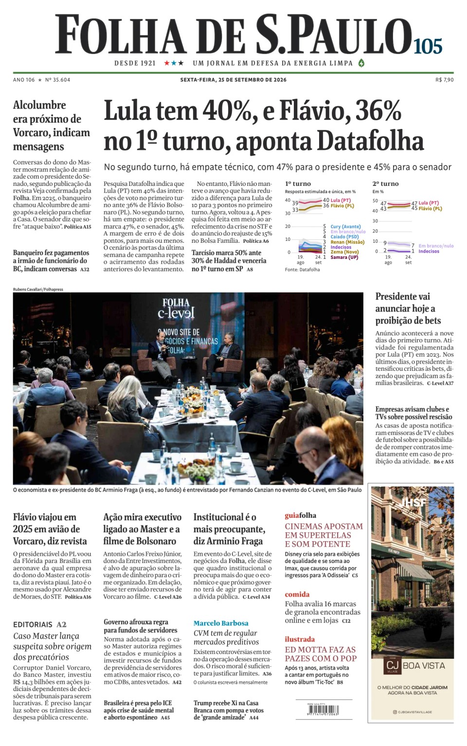 Prima-pagina-Folha-de-S-Paulo-oggi-edizione-di-oggi-20260925