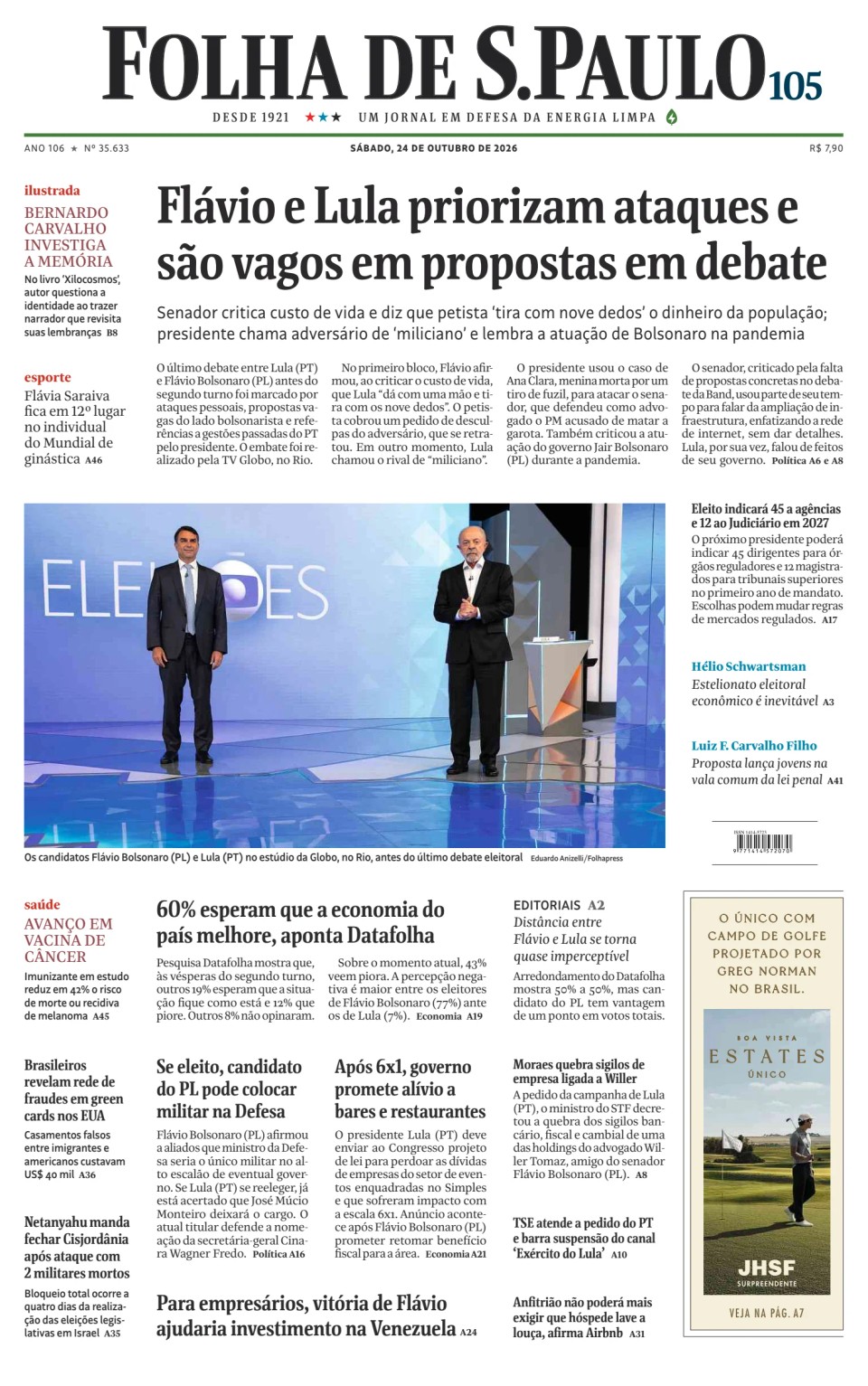 Prima-pagina-Folha-de-S-Paulo-oggi-edizione-di-oggi-20261024