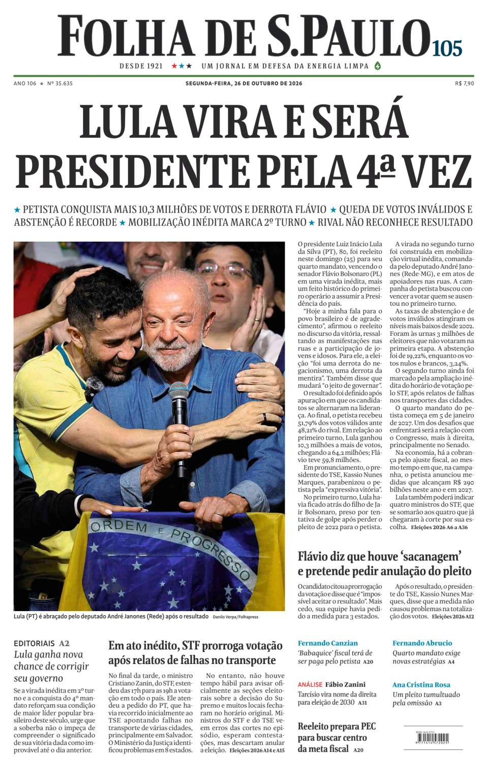 Prima-pagina-Folha-de-S-Paulo-oggi-edizione-di-oggi-20261026