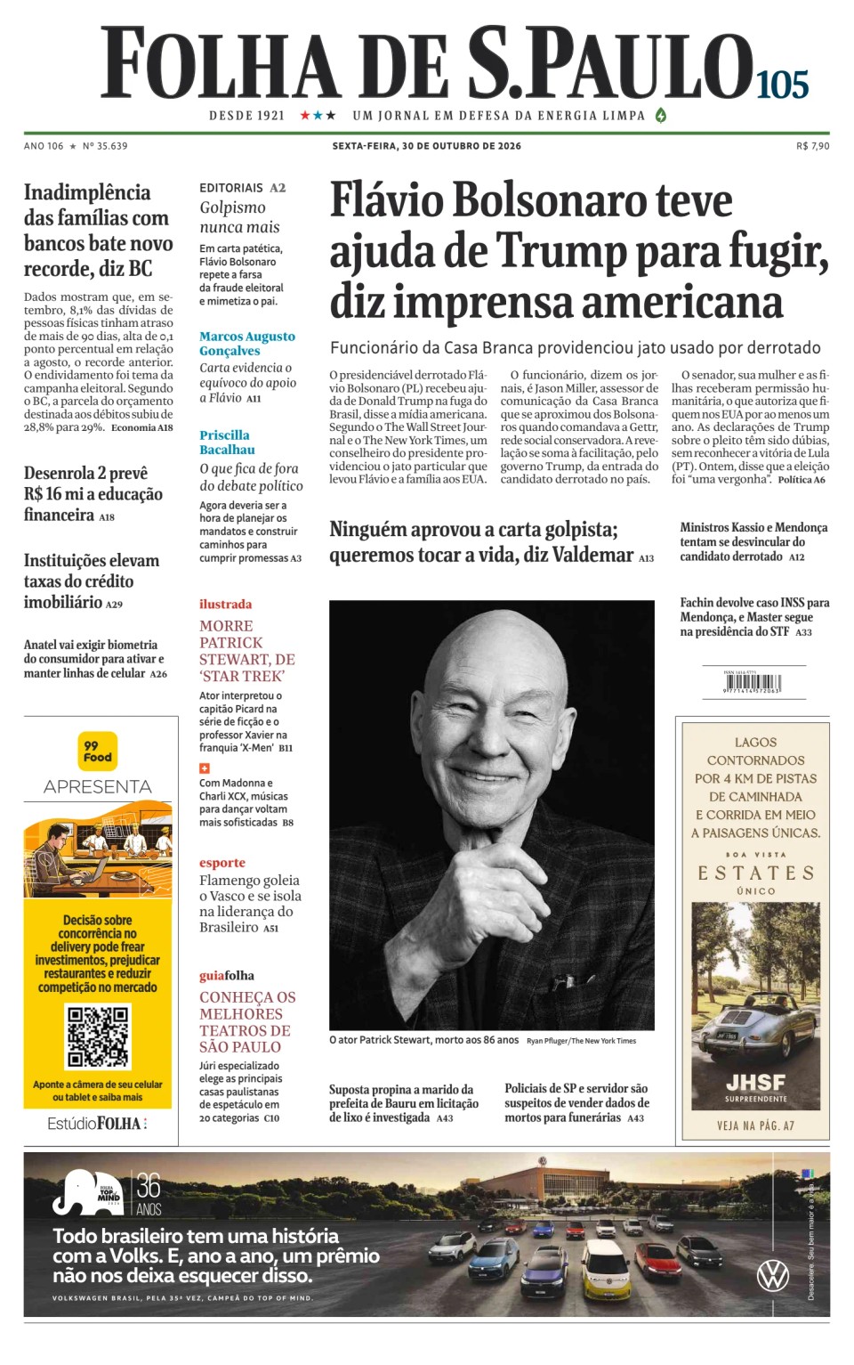 Prima-pagina-Folha-de-S-Paulo-oggi-edizione-di-oggi-20261030