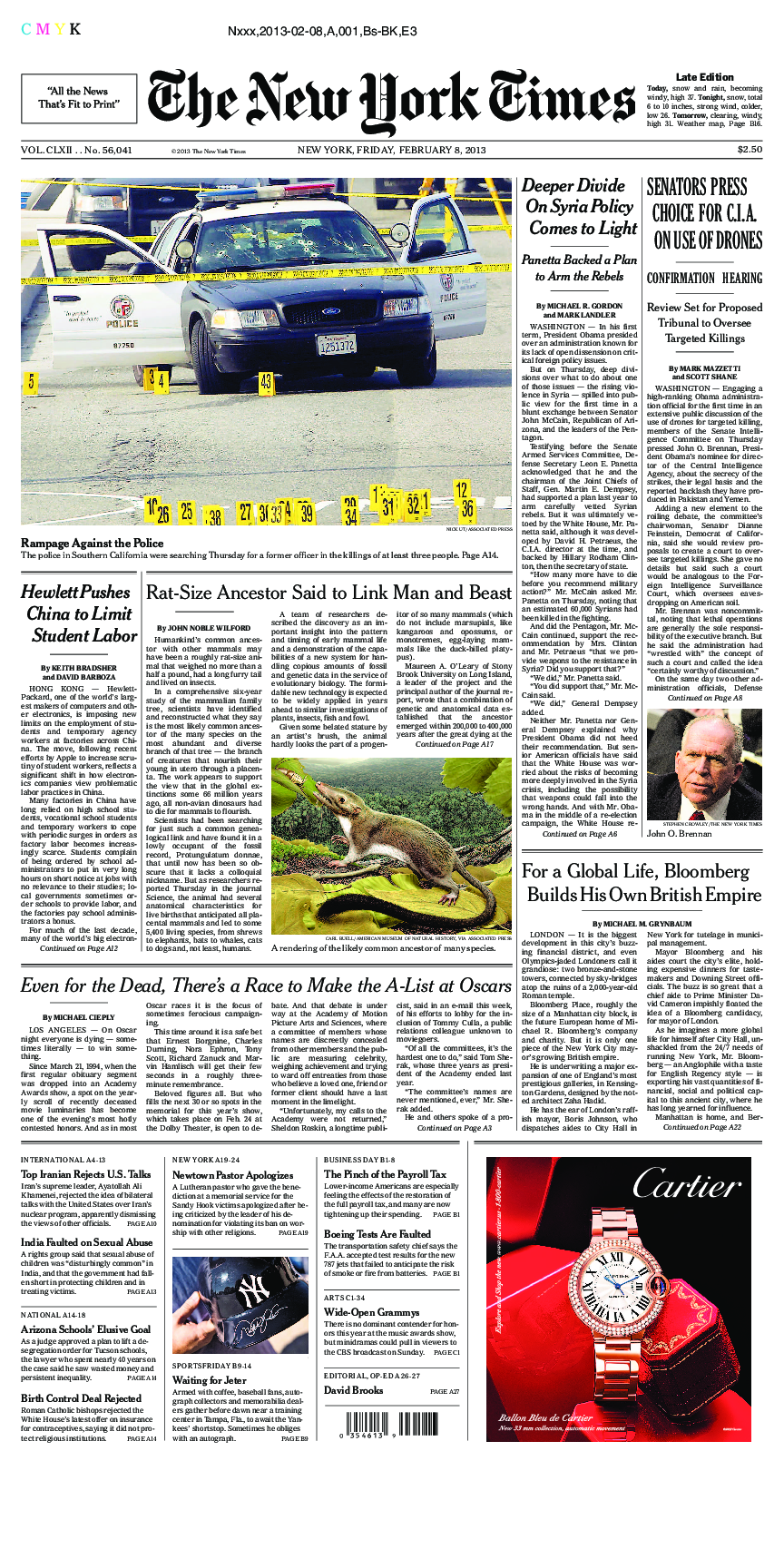 Prima-pagina-New-York-Times-del-2013-02-08