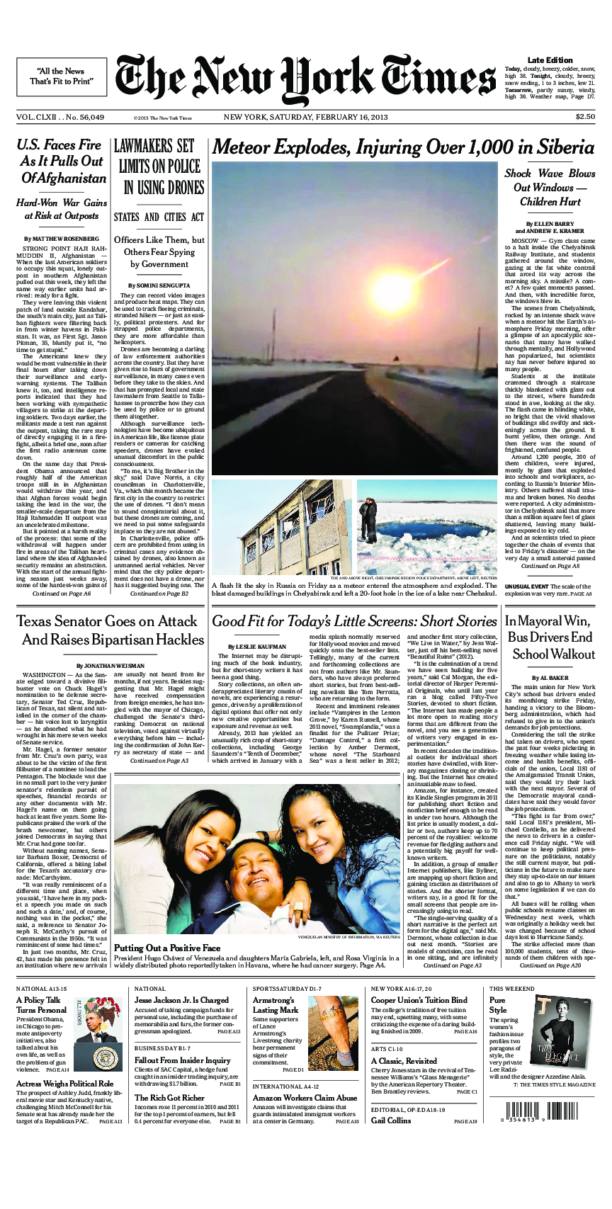 Prima-pagina-New-York-Times-del-2013-02-16