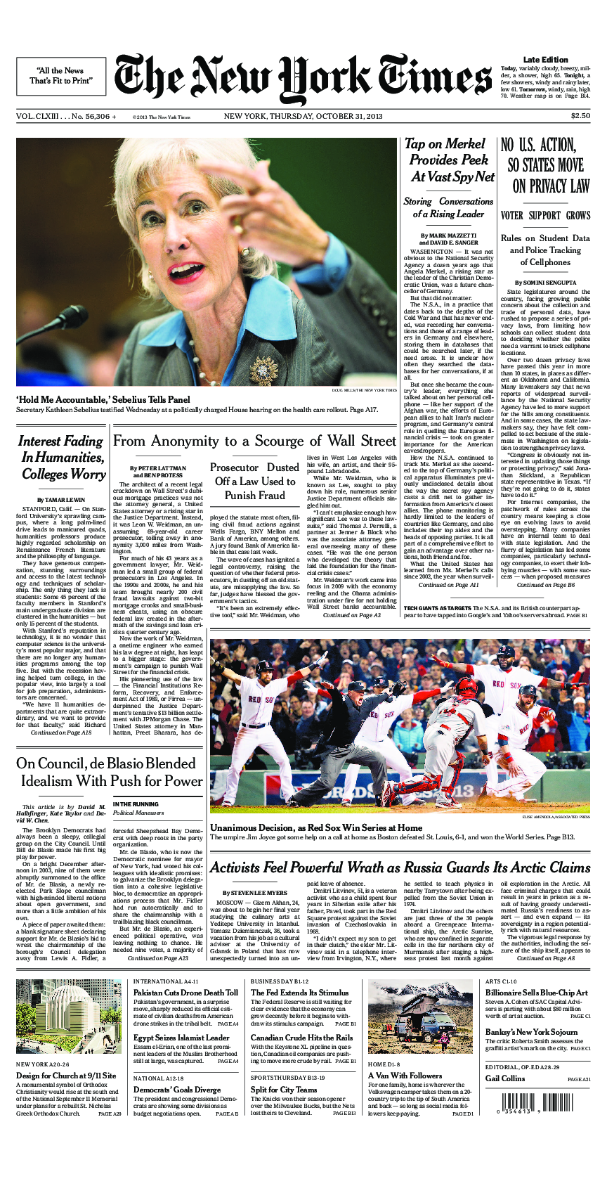 Prima-pagina-New-York-Times-del-2013-10-31