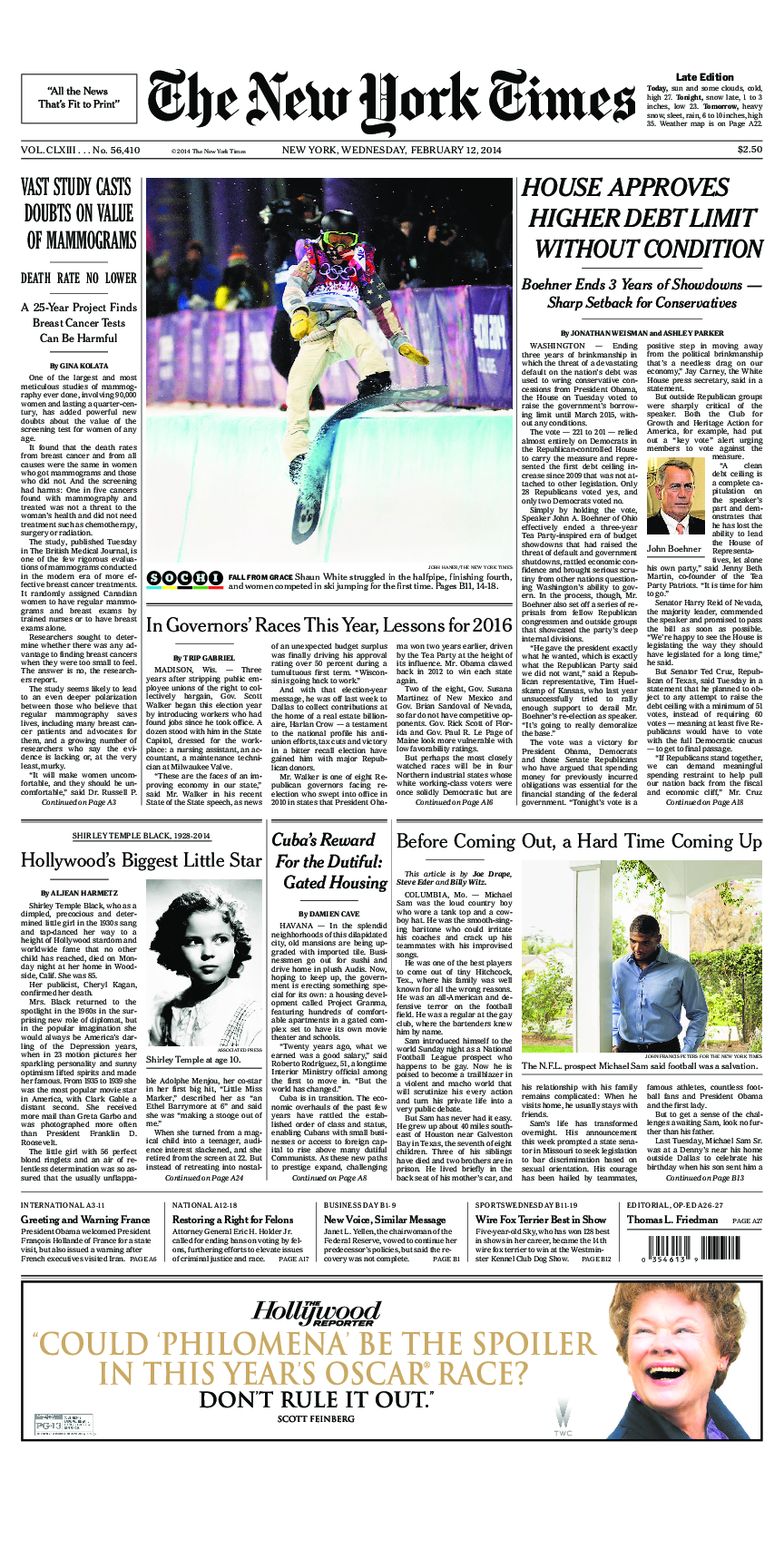 Prima-pagina-New-York-Times-del-2014-02-12