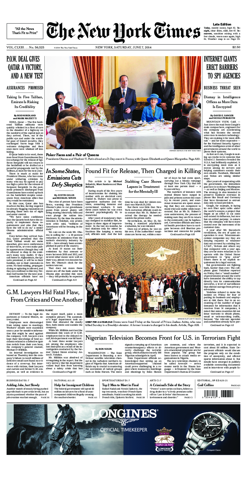 Prima-pagina-New-York-Times-del-2014-06-07