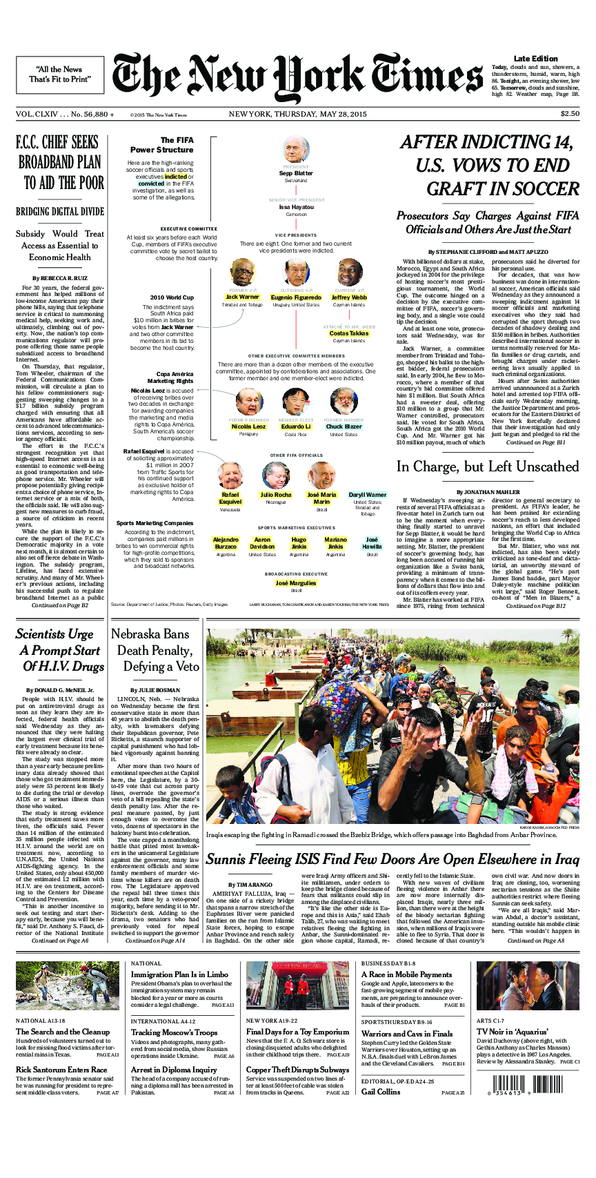 Prima-pagina-New-York-Times-del-2015-05-28