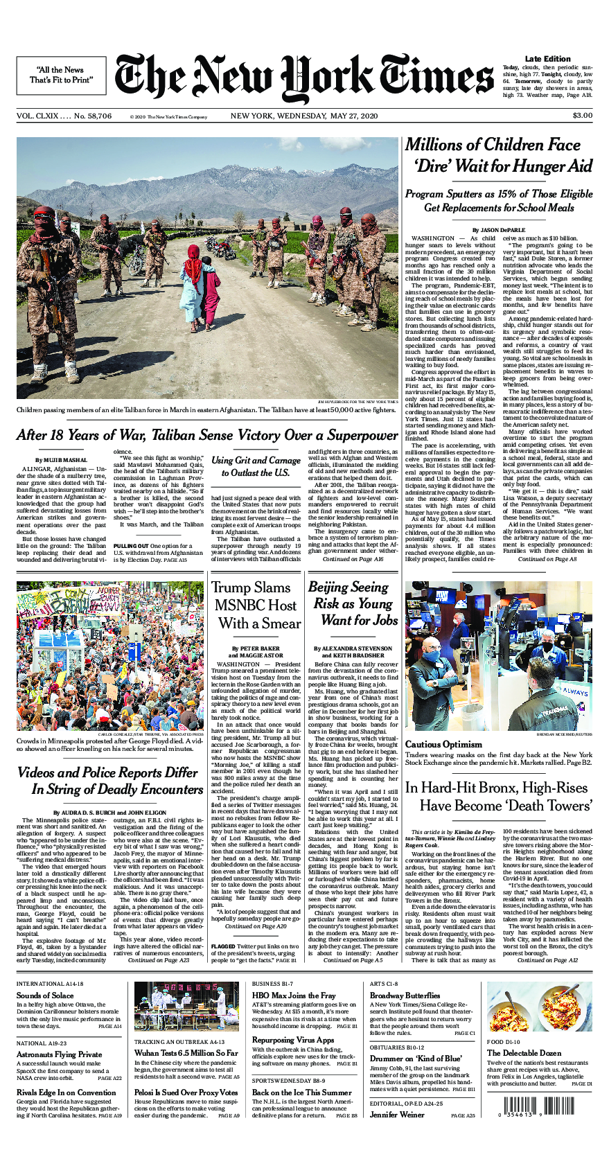 Prima-pagina-New-York-Times-del-2020-05-27