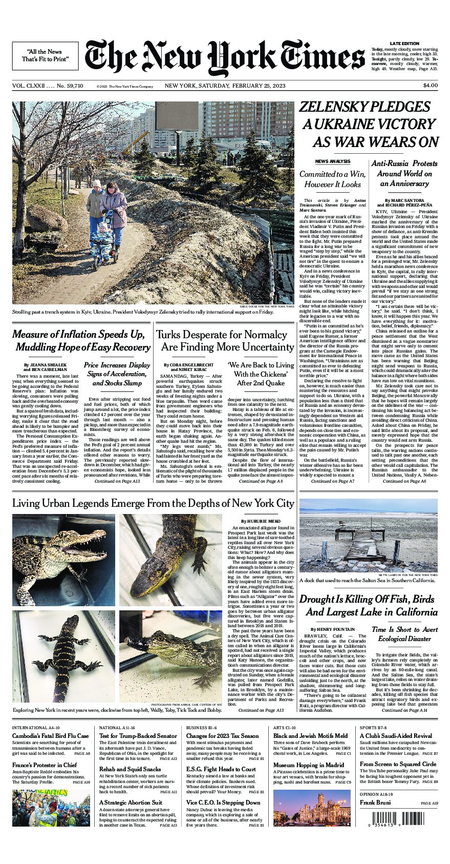 Prima-pagina-New-York-Times-del-2023-02-25