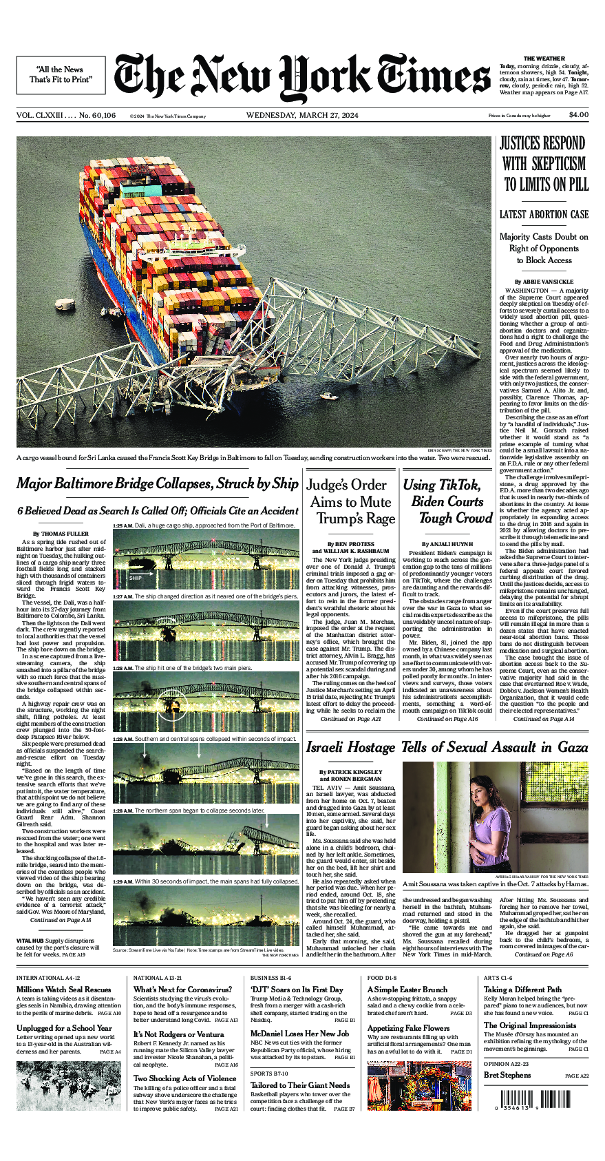 Prima-pagina-New-York-Times-del-2024-03-27