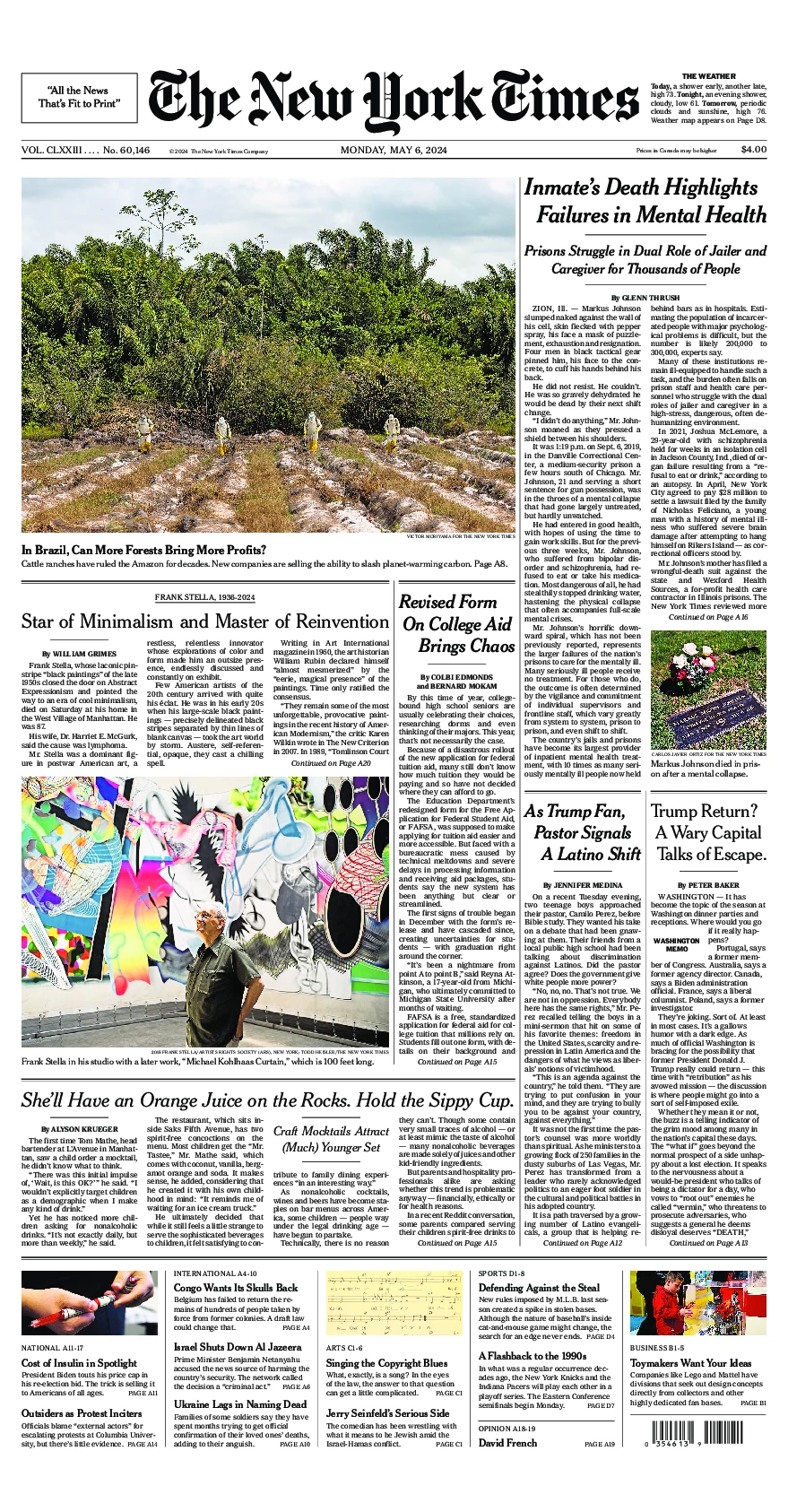 Prima-pagina-del-New-York-Times-edizione-di-oggi-2024-05-06