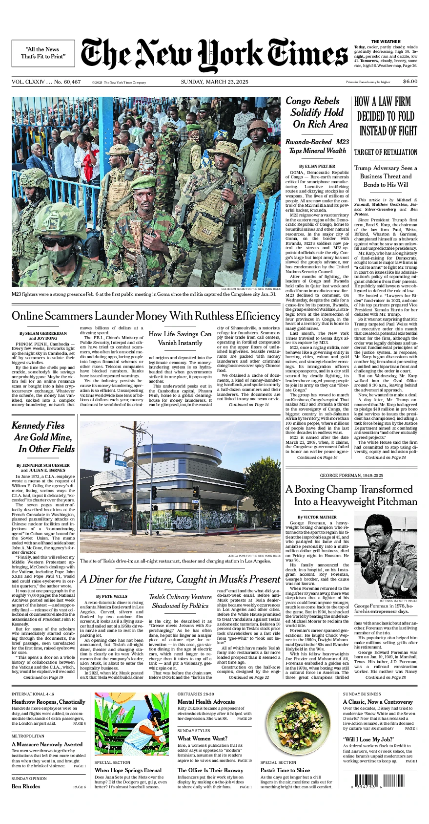 Prima-pagina-del-New-York-Times-edizione-di-oggi-2025-03-23