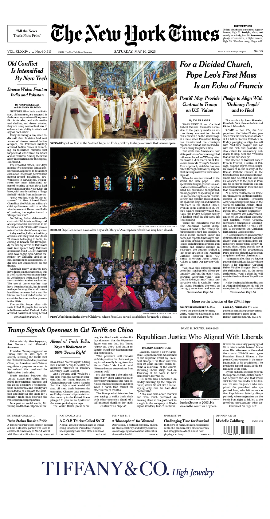 Prima-pagina-del-New-York-Times-edizione-di-oggi-2025-05-10