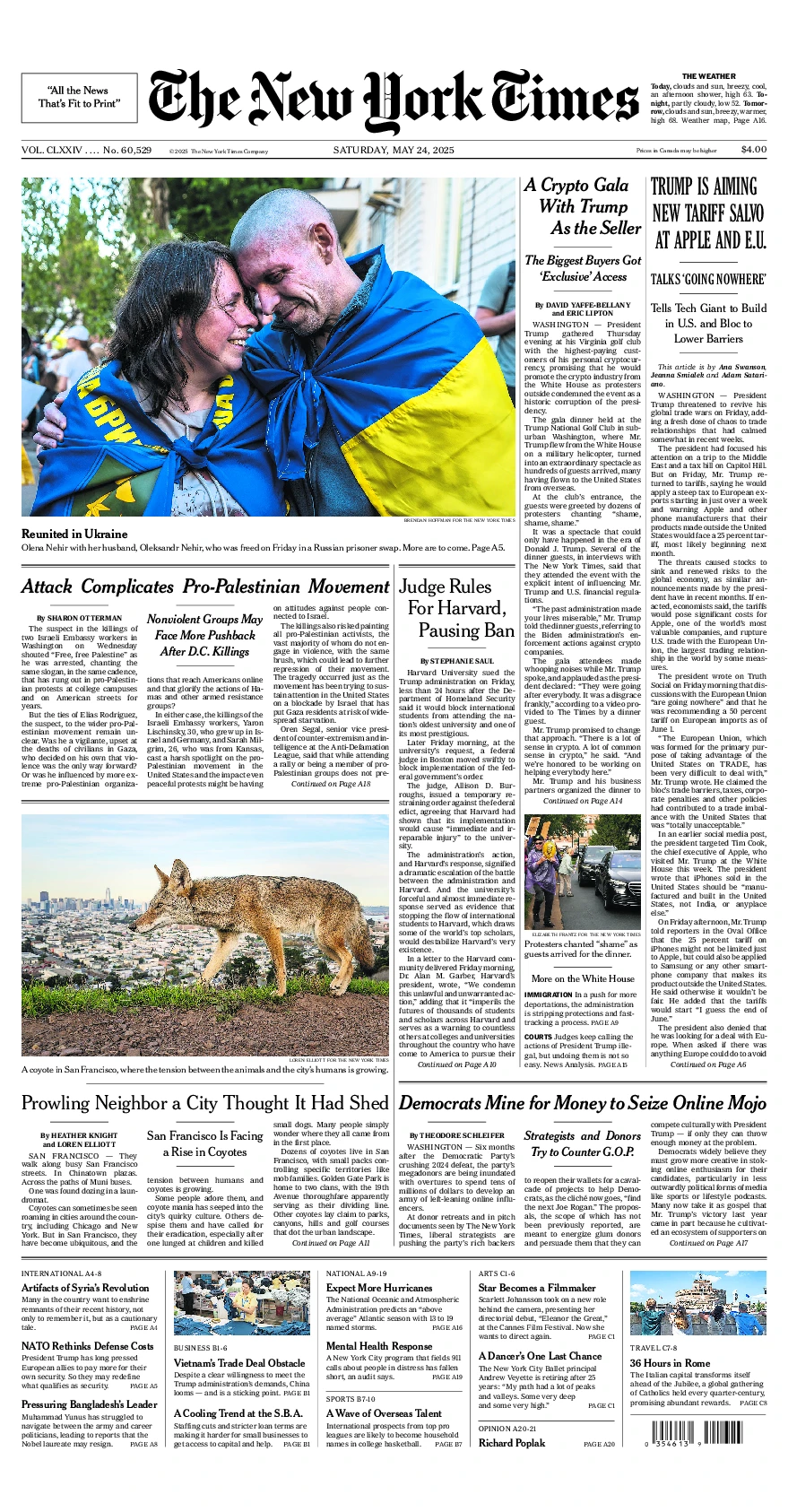 Prima-pagina-del-New-York-Times-edizione-di-oggi-2025-05-24