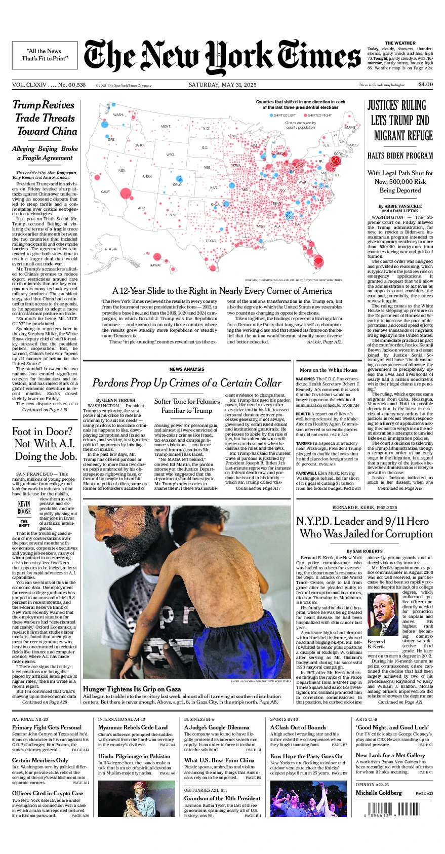 Prima-pagina-del-New-York-Times-edizione-di-oggi-2025-05-31
