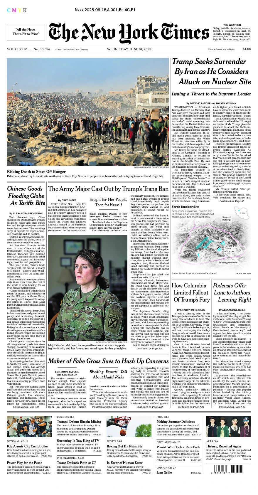 Prima-pagina-del-New-York-Times-edizione-di-oggi-2025-06-18