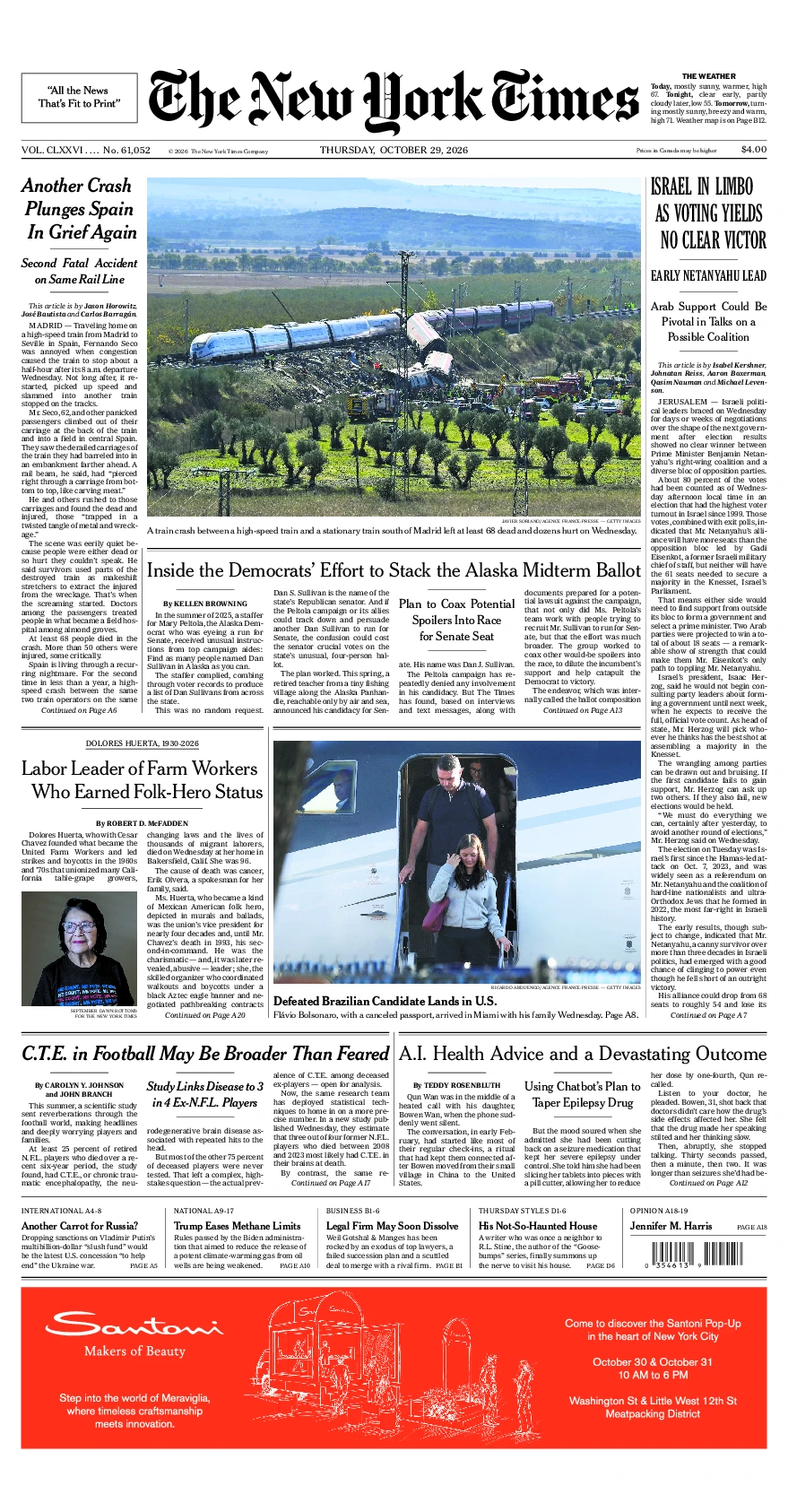 Prima-pagina-del-New-York-Times-edizione-di-oggi-2026-10-29