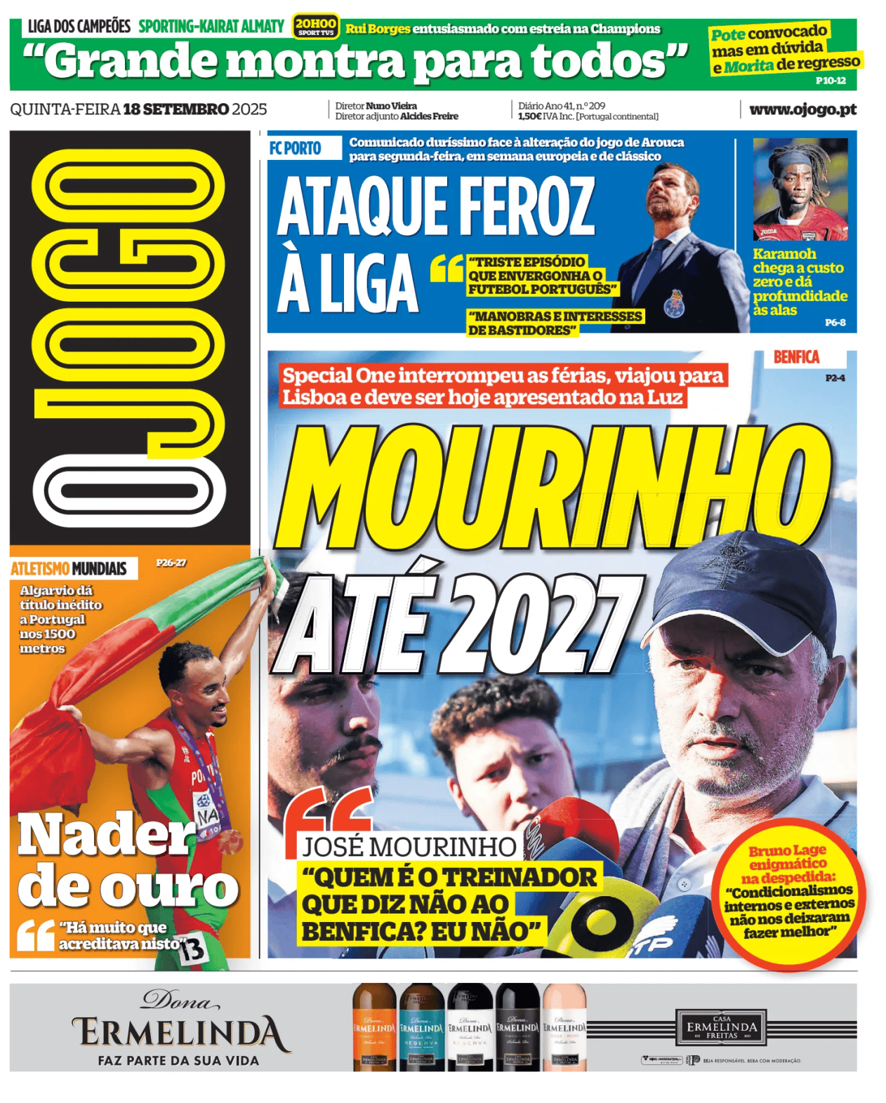 Prima-pagina-O-Jogo-oggi-edizione-di-oggi-20250918