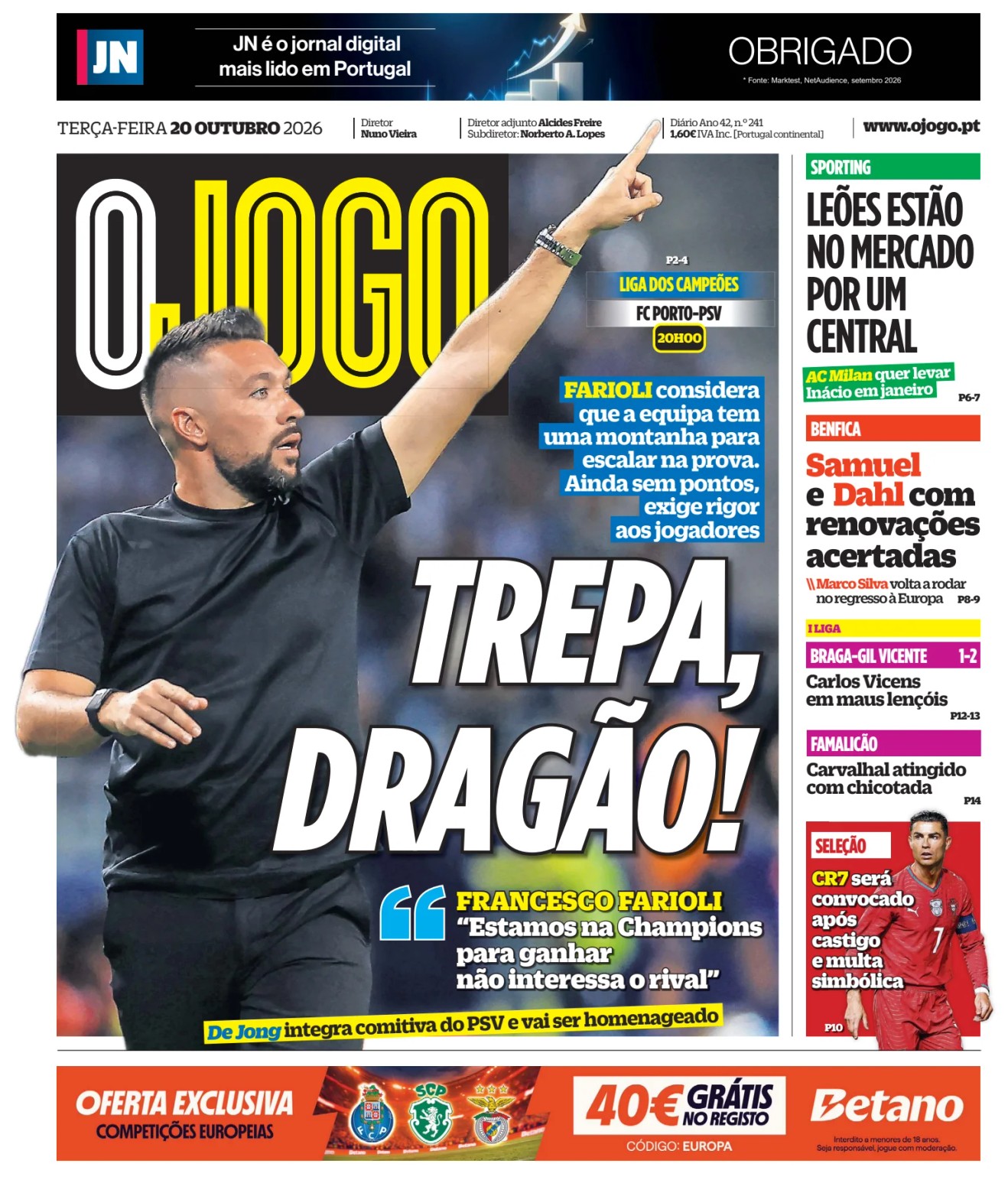 Prima-pagina-O-Jogo-oggi-edizione-di-oggi-20261020