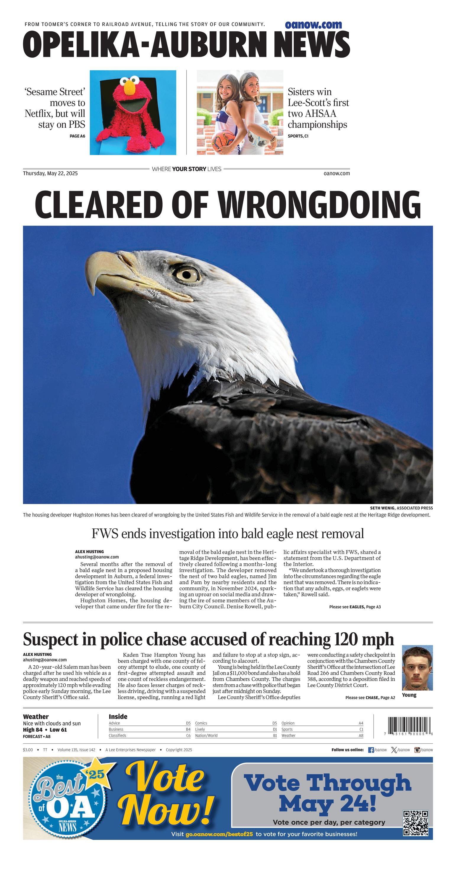 Prima-pagina-Opelika-Auburn-News-oggi-edizione-di-oggi-20250522