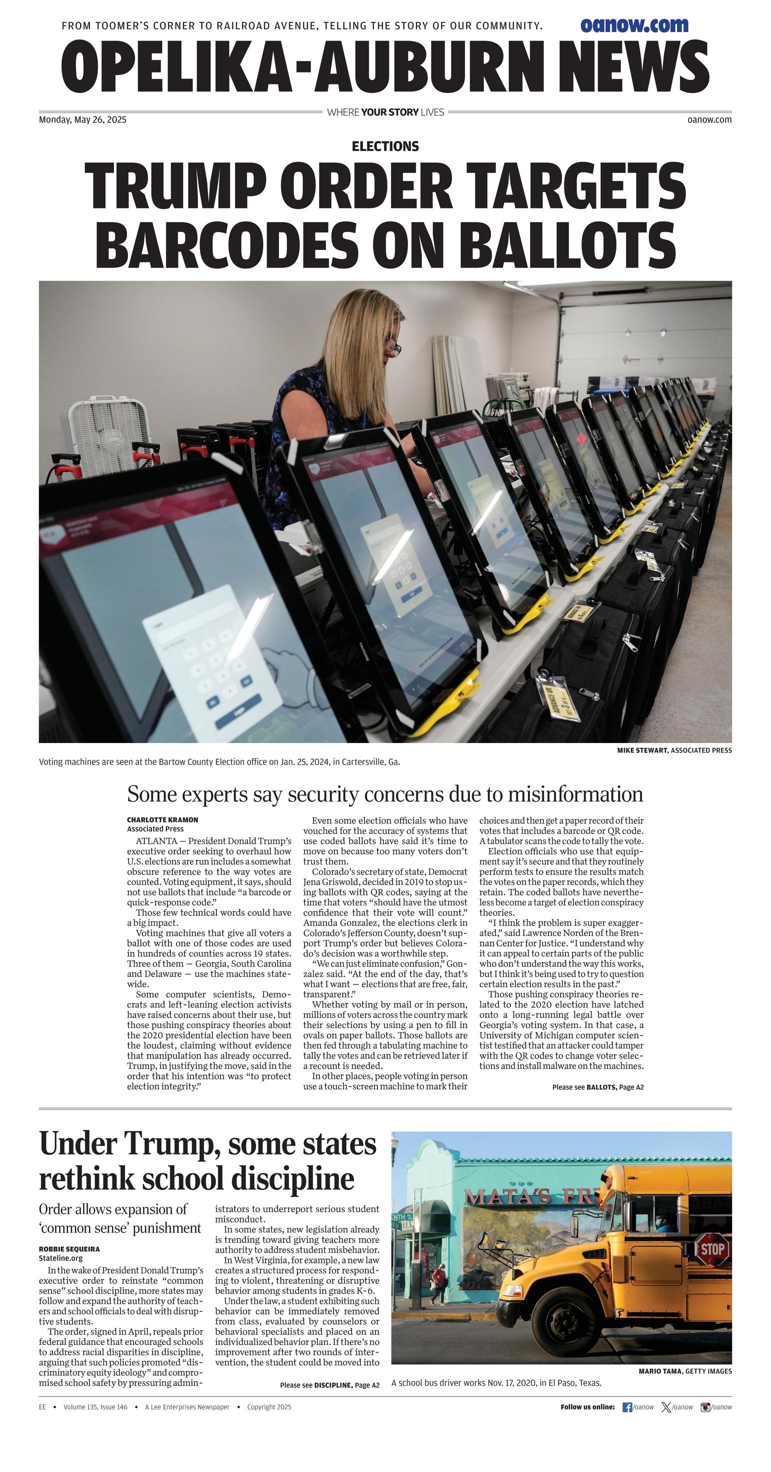 Prima-pagina-Opelika-Auburn-News-oggi-edizione-di-oggi-20250526