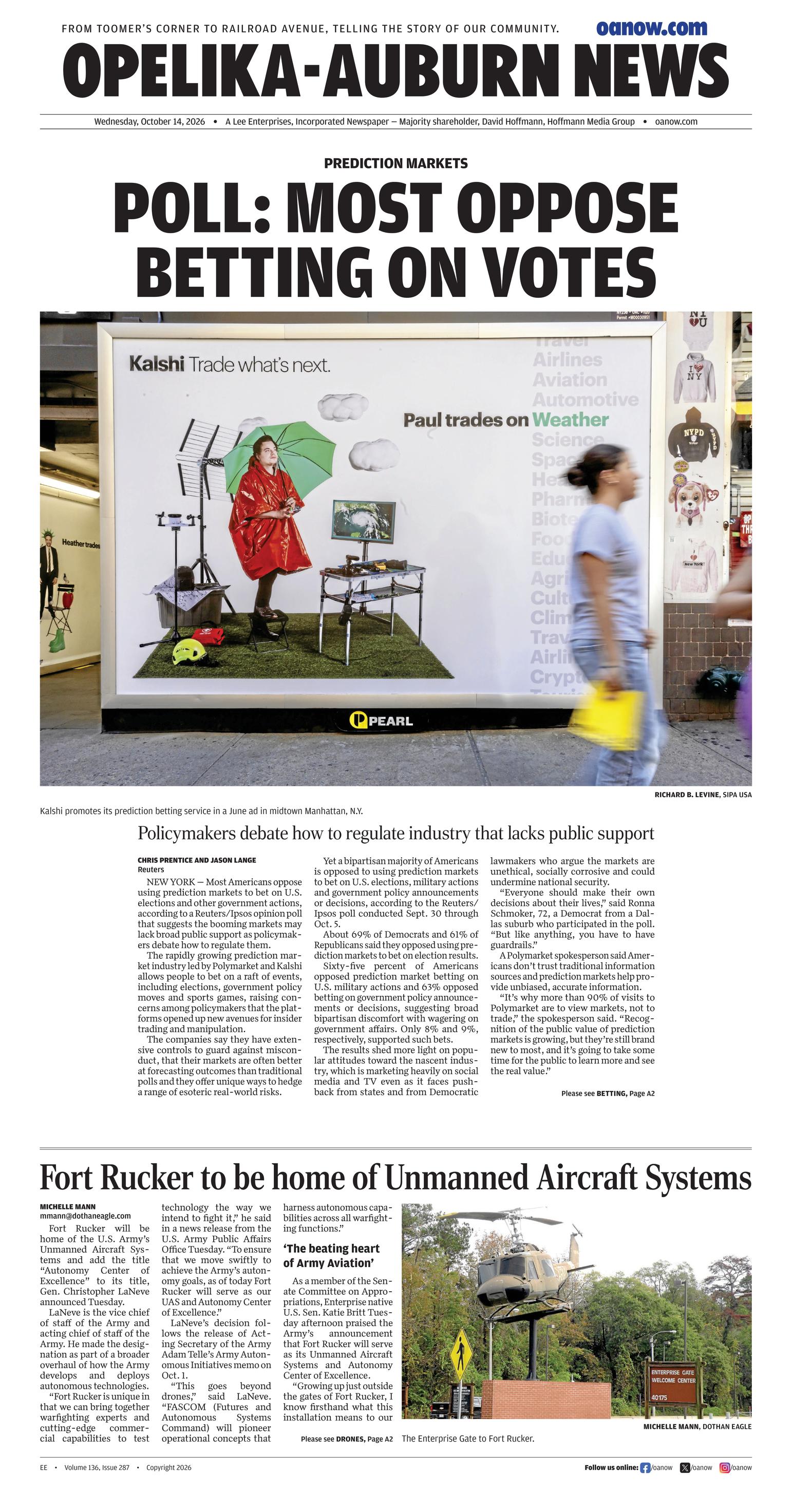 Prima-pagina-Opelika-Auburn-News-oggi-edizione-di-oggi-20261014