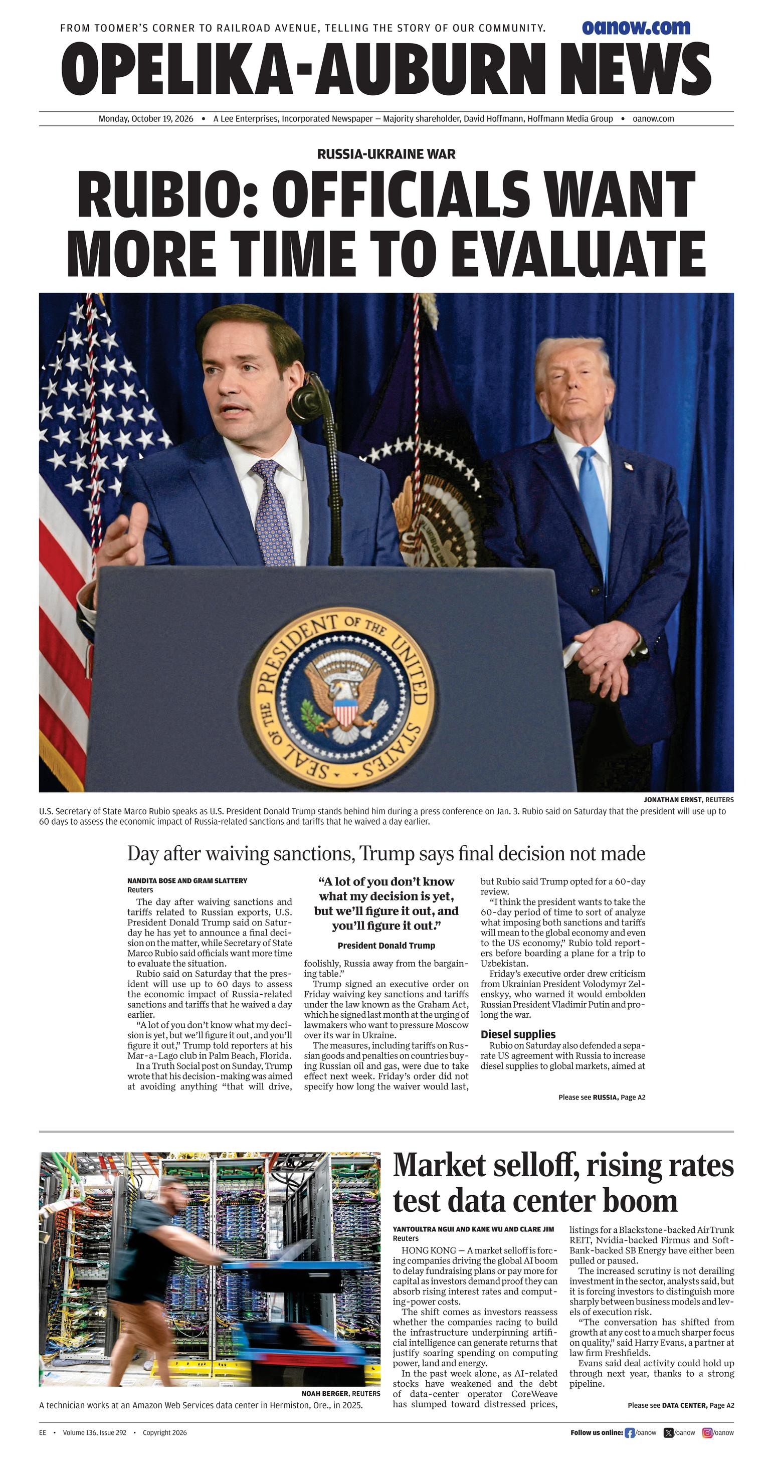 Prima-pagina-Opelika-Auburn-News-oggi-edizione-di-oggi-20261019