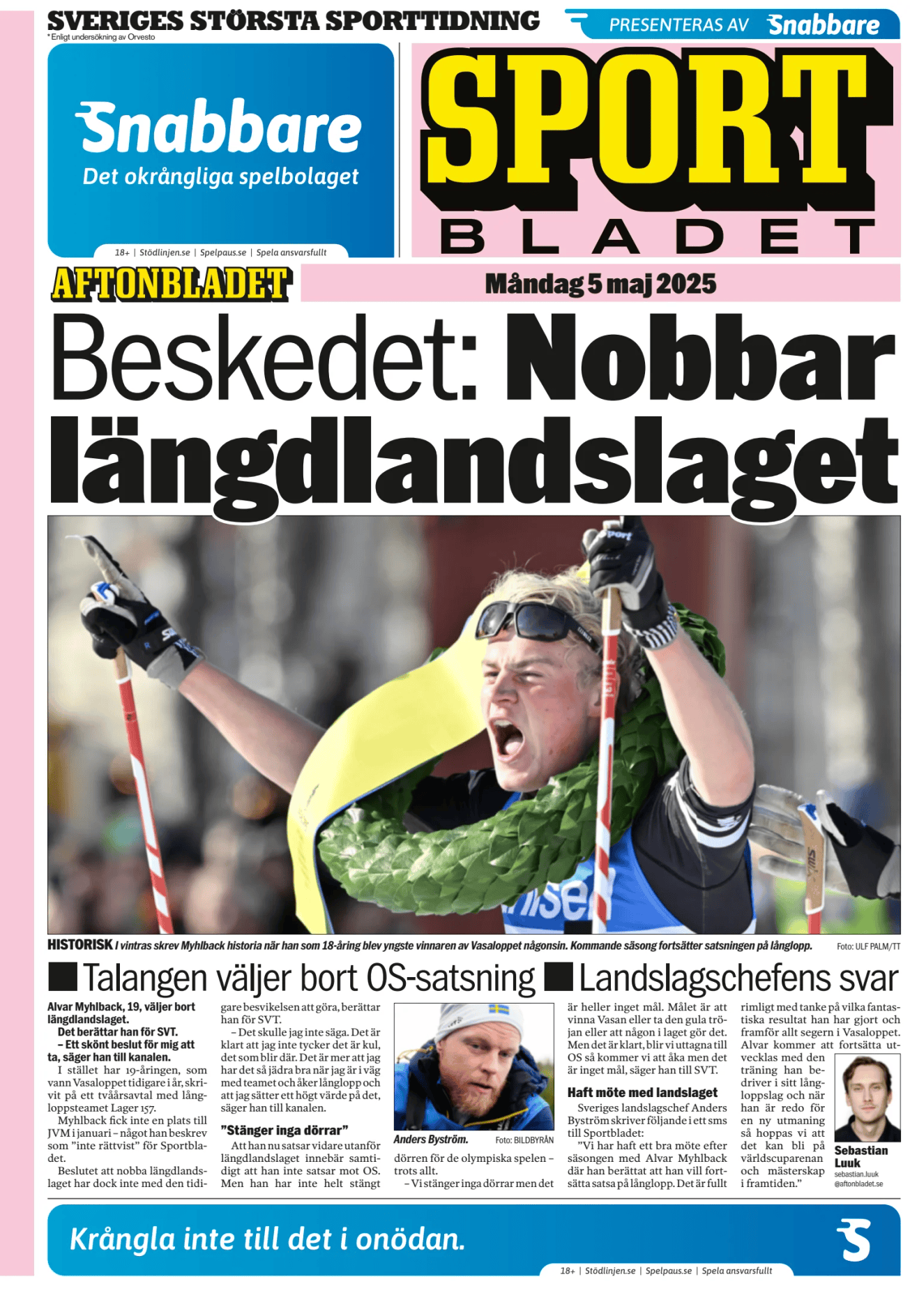 Prima-pagina-Sportbladet-oggi-edizione-di-oggi-20250505